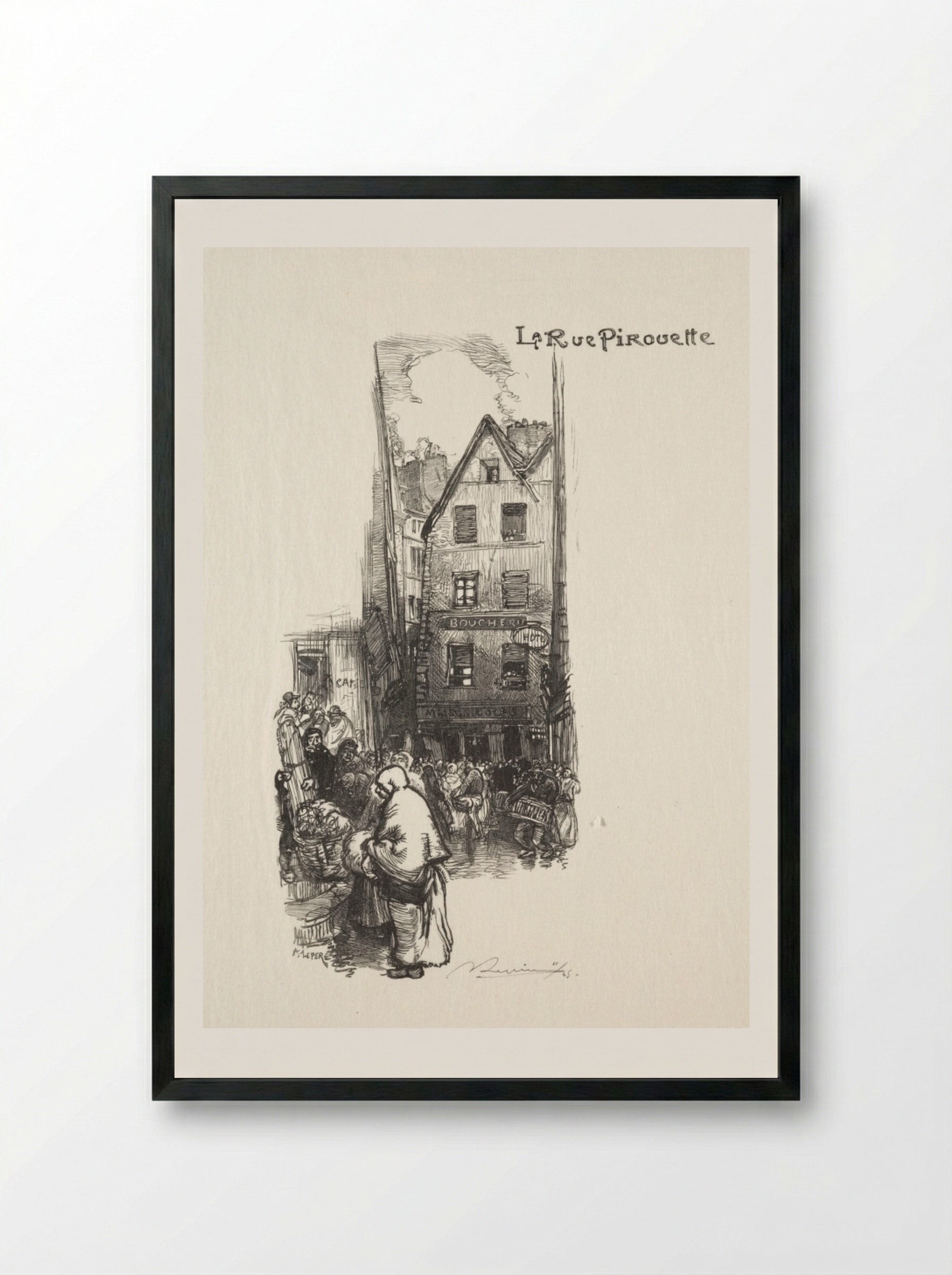 La Rue Pirouette - Auguste Louis Lepère - Framed Print Black