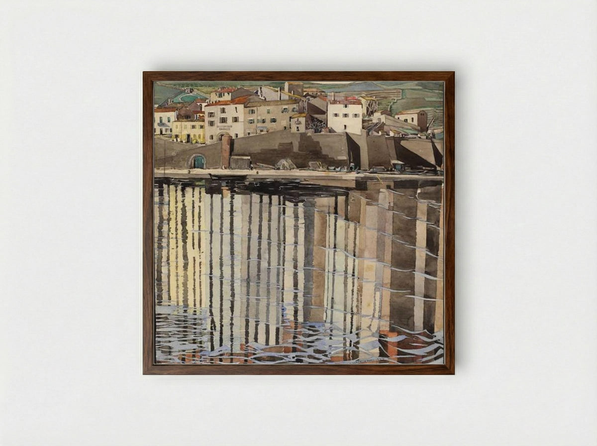 La Rue du Soleil, Port Vendres - Charles Rennie Mackintosh - Framed Print Dark Wood