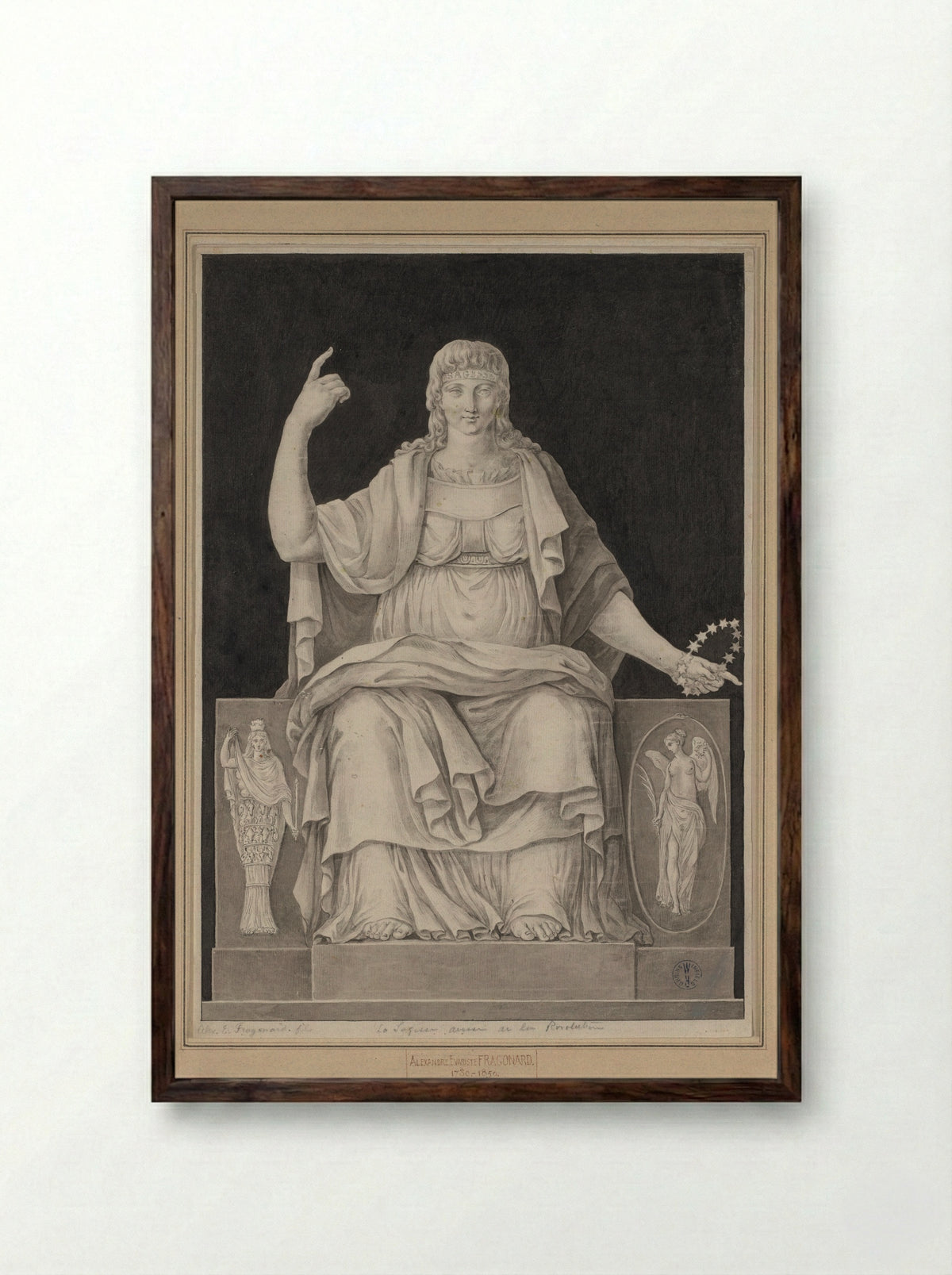 La Sagesse - Alexandre-Evariste Fragonard - Framed Print Dark Wood