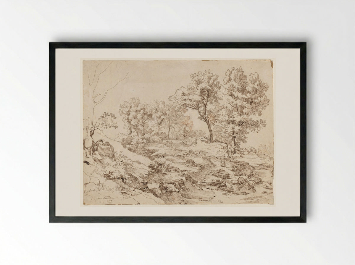 La Serpentara near Olevano - Friedrich Preller - Framed Print Black