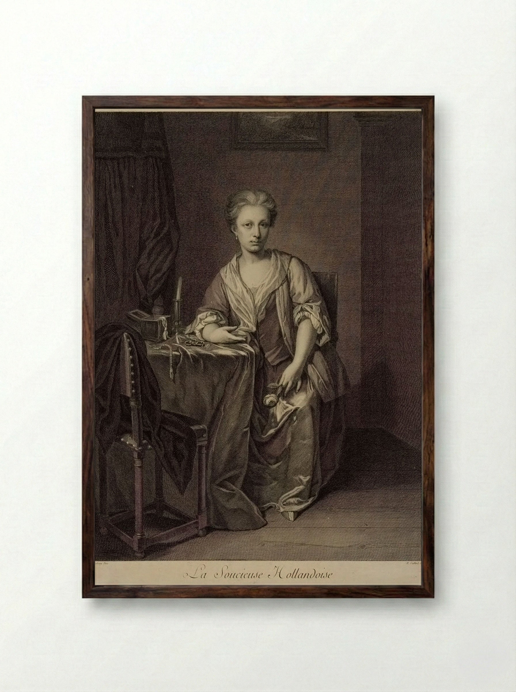 La Soucieuse Hollandoise - René Gaillard - Framed Print Dark Wood