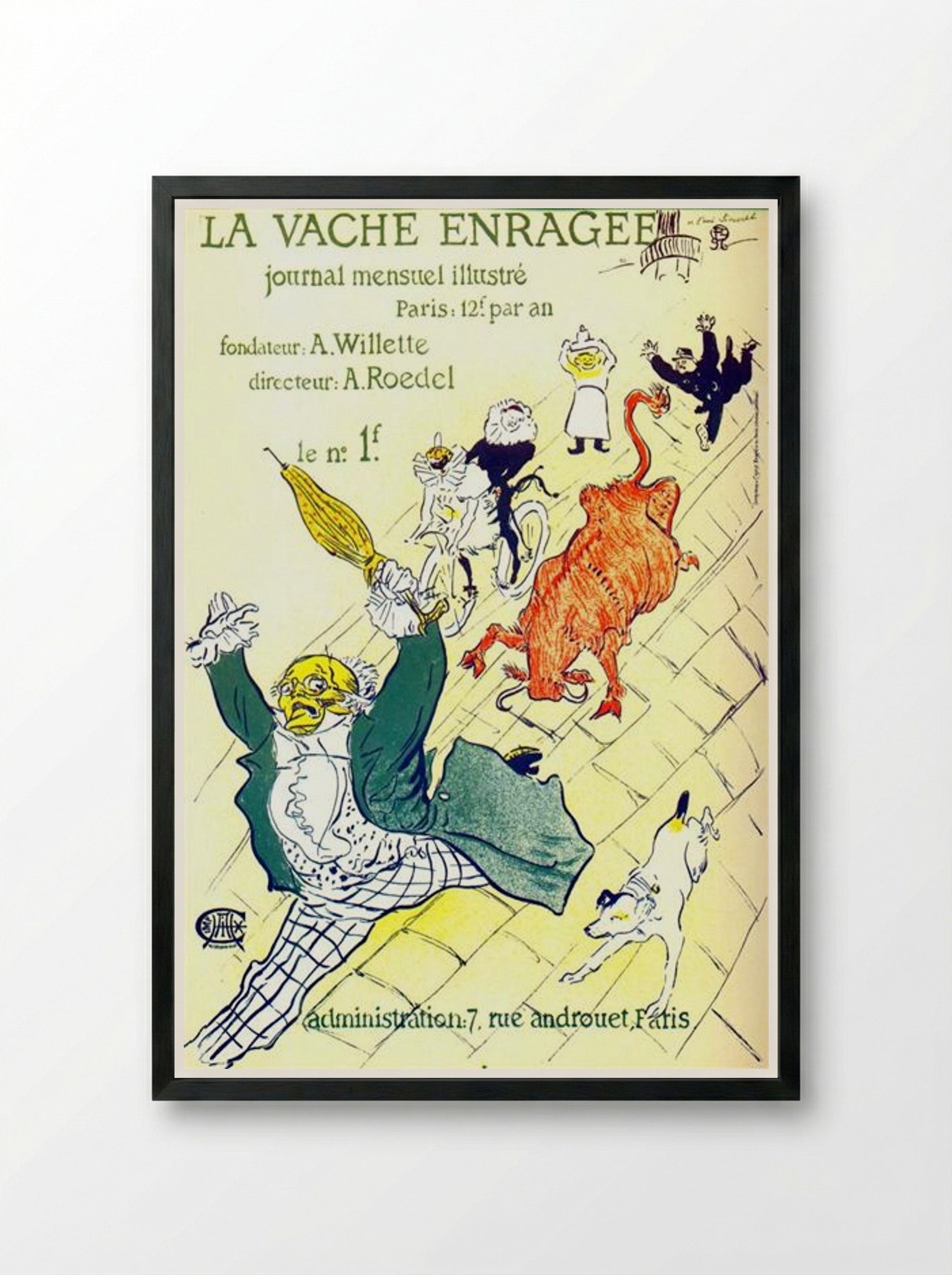 La Vache Enragée - Henri de Toulouse-Lautrec - Framed Print Black