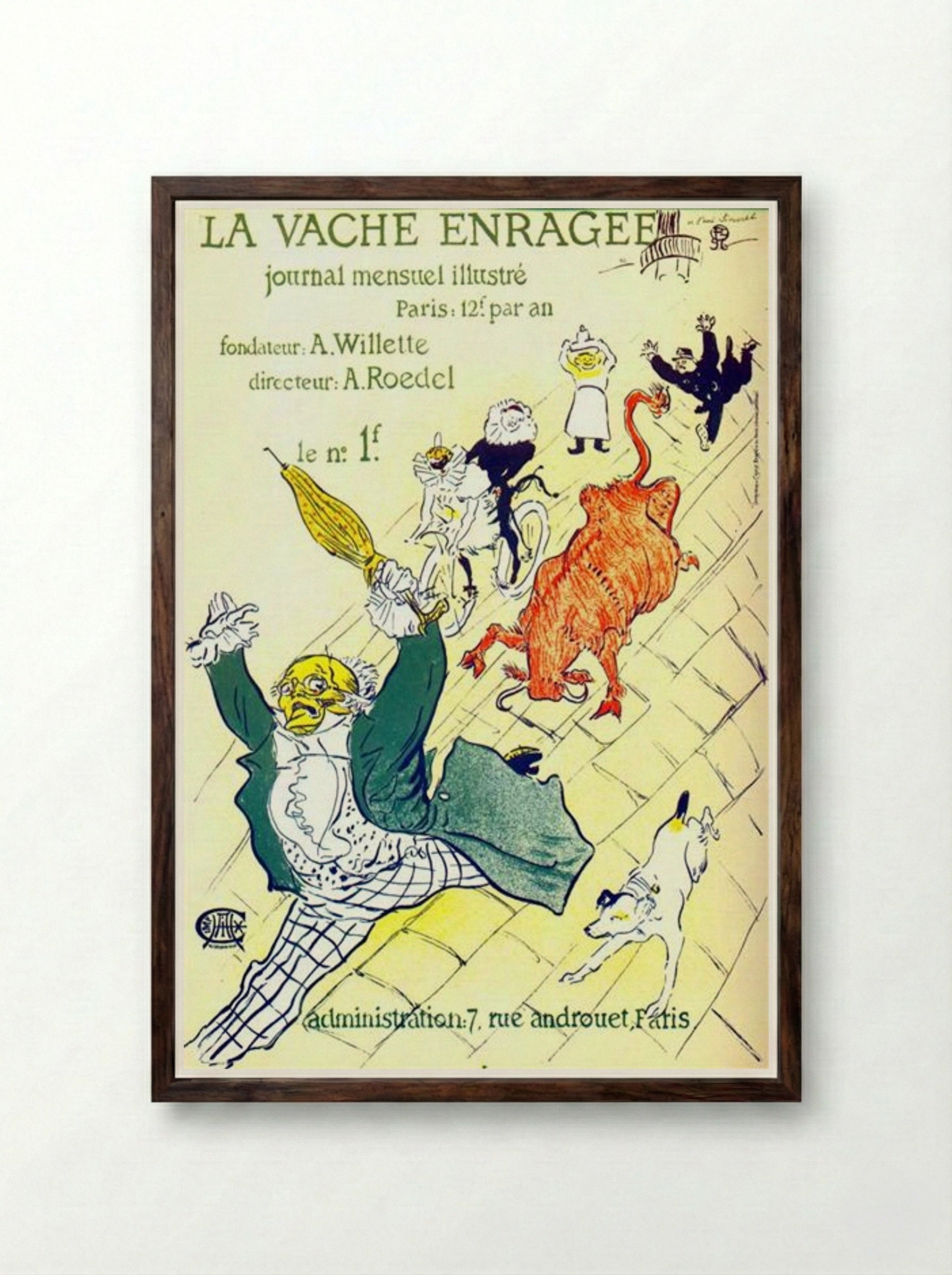 La Vache Enragée - Henri de Toulouse-Lautrec - Framed Print Dark Wood