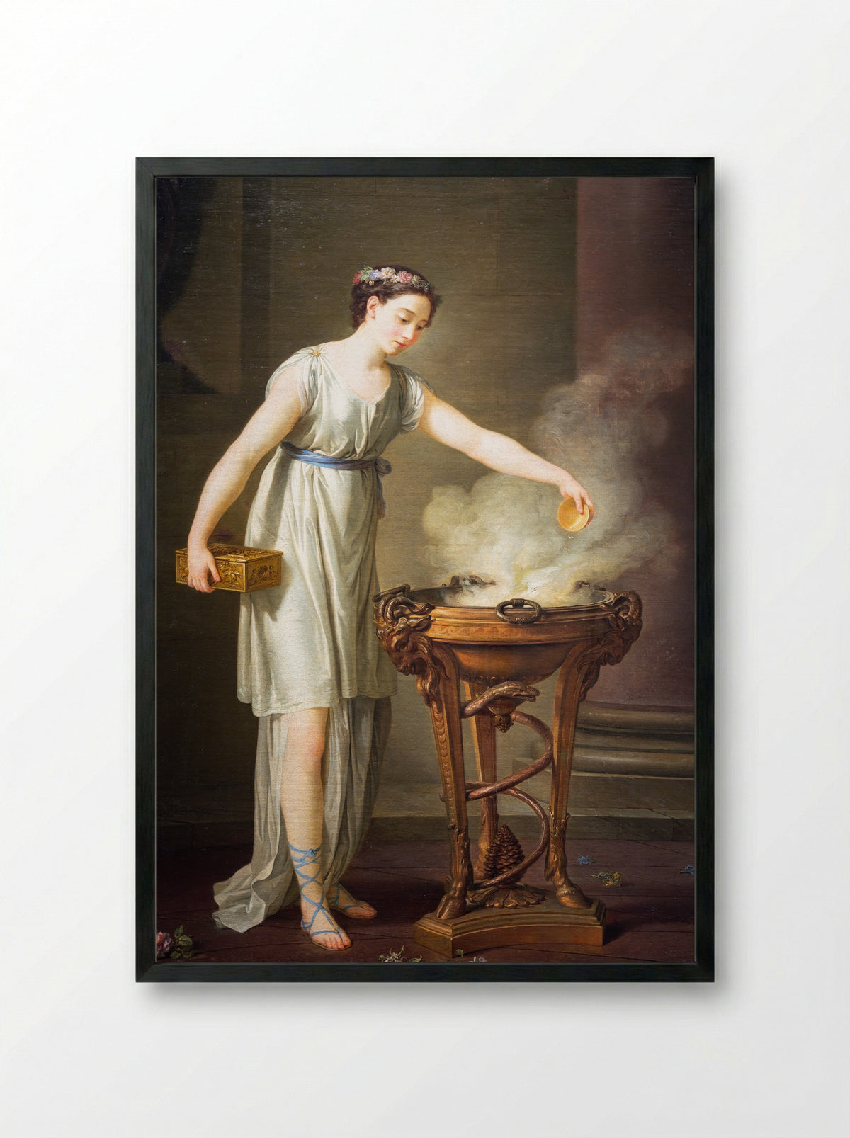 La Vertueuse Athénienne - Joseph-Marie Vien - Framed Print Black