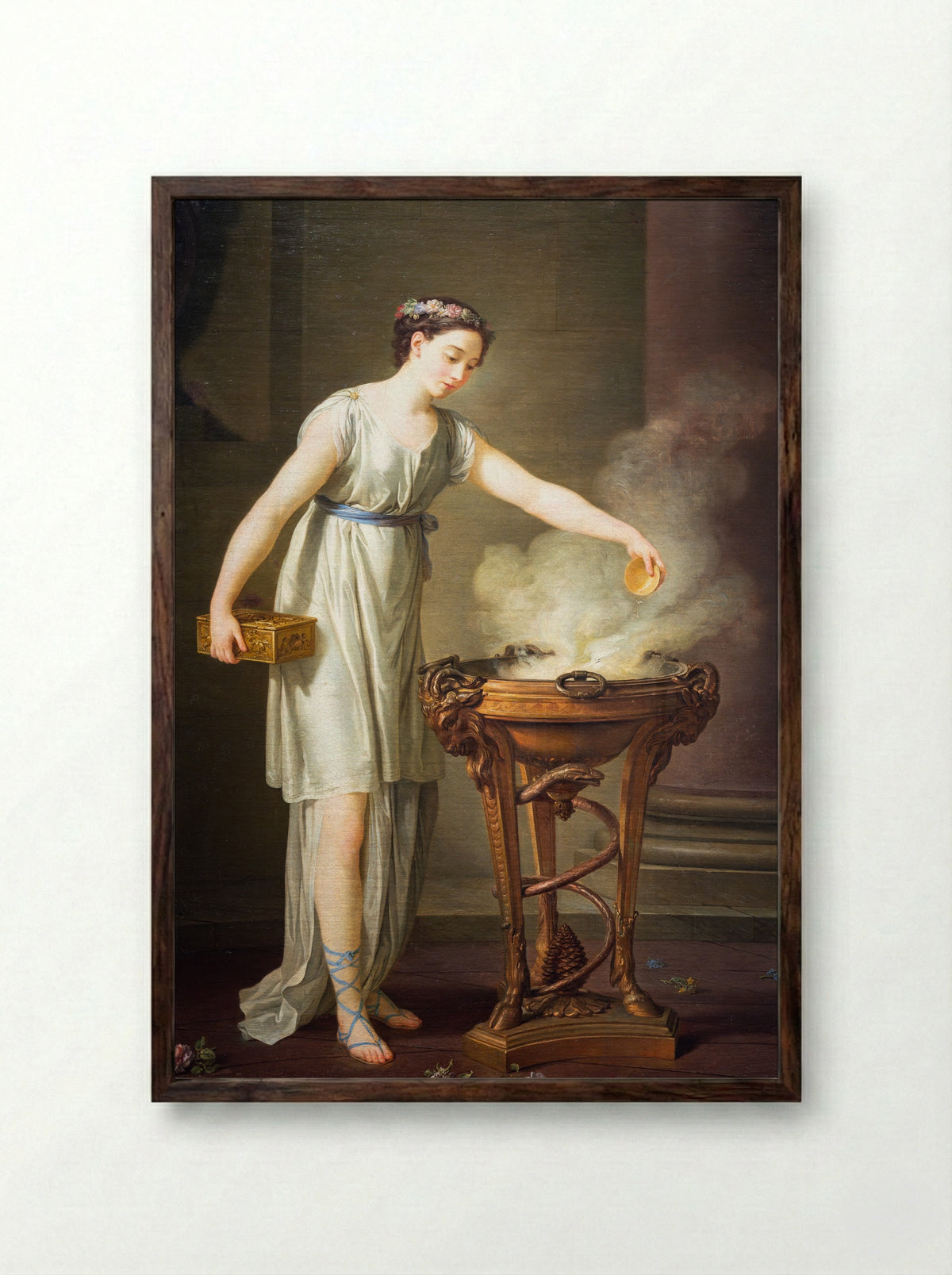 La Vertueuse Athénienne - Joseph-Marie Vien - Framed Print Dark Wood