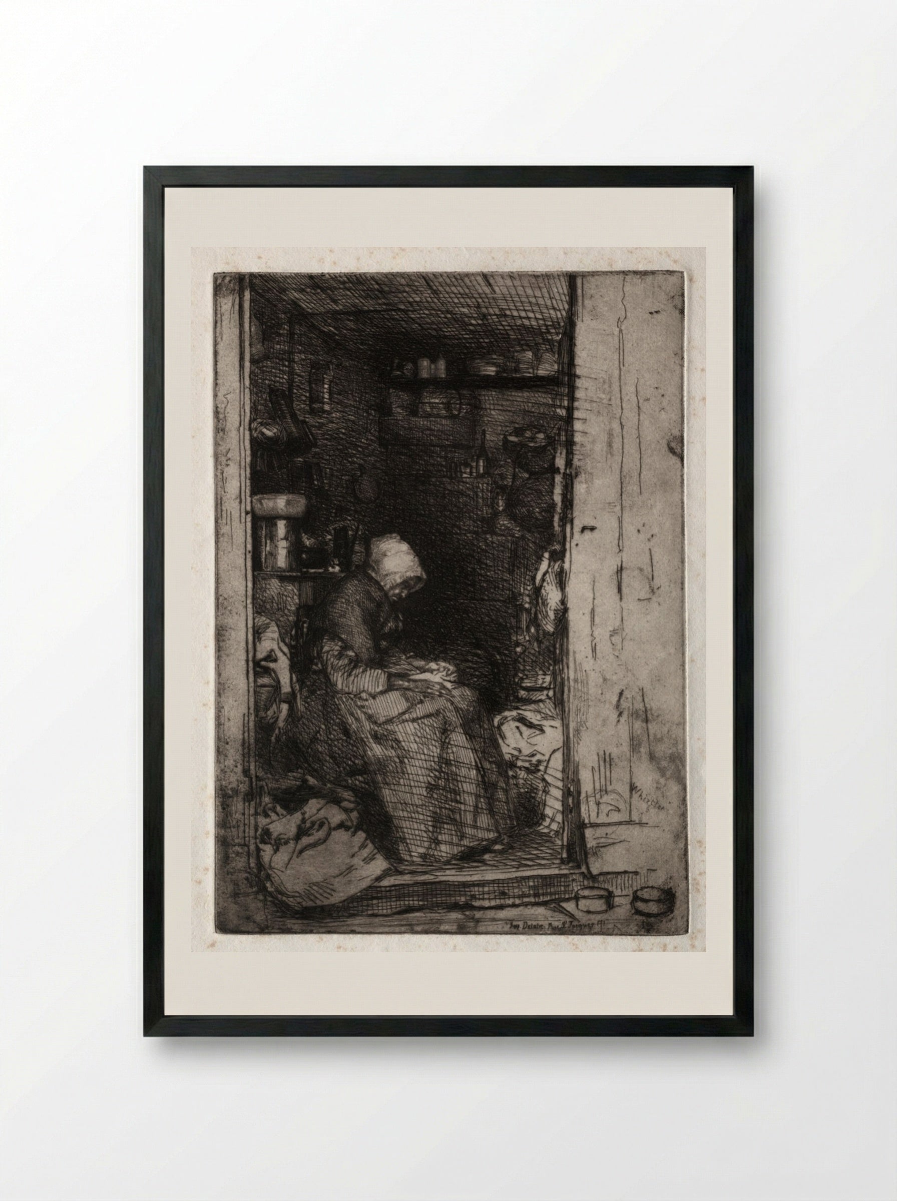 La Vieille aux Loques - James McNeill Whistler - Framed Print Black