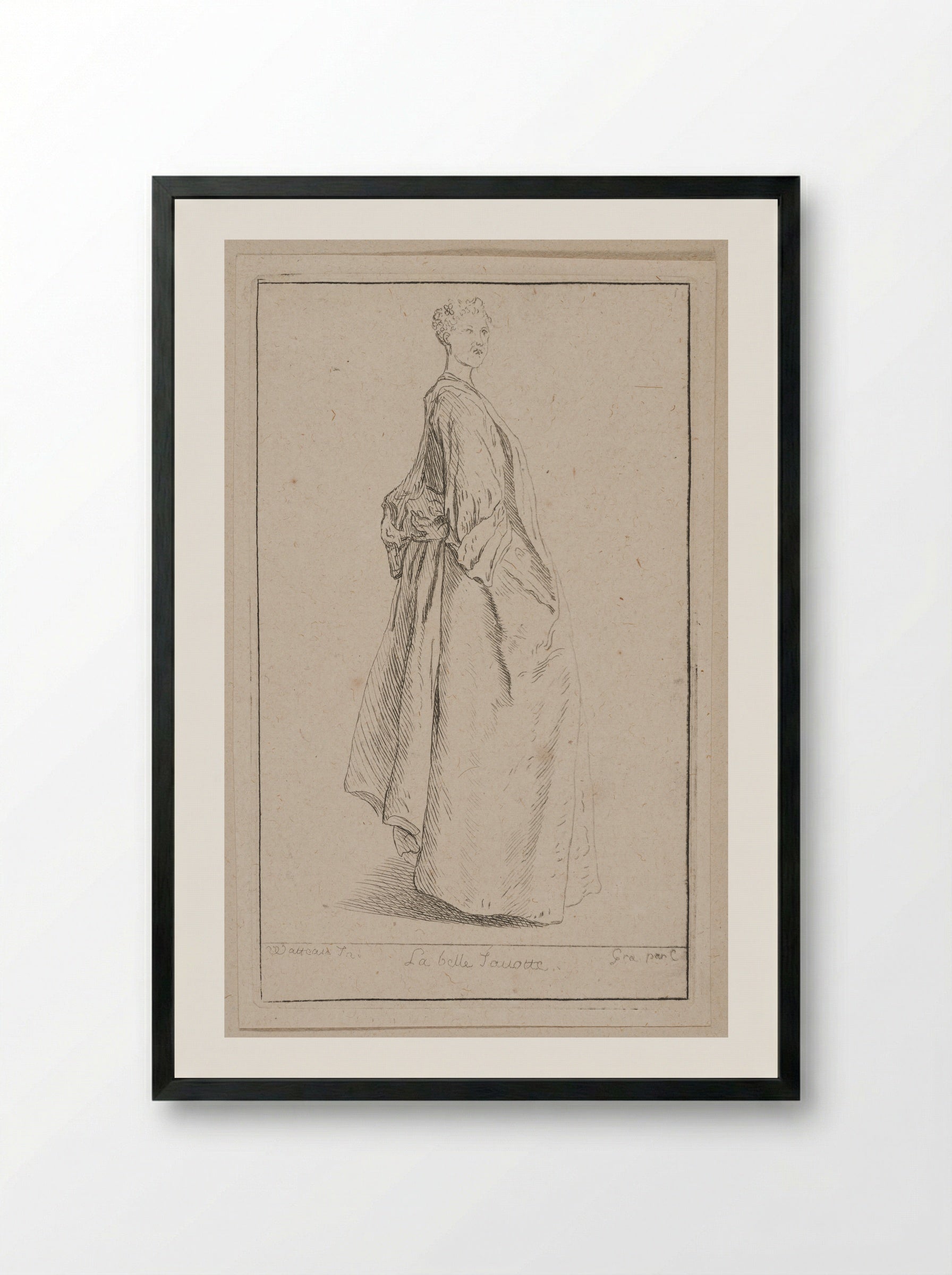 La belle Fouette - Anne Claude Philippe de Thubières, comte de Caylus - Framed Print Black