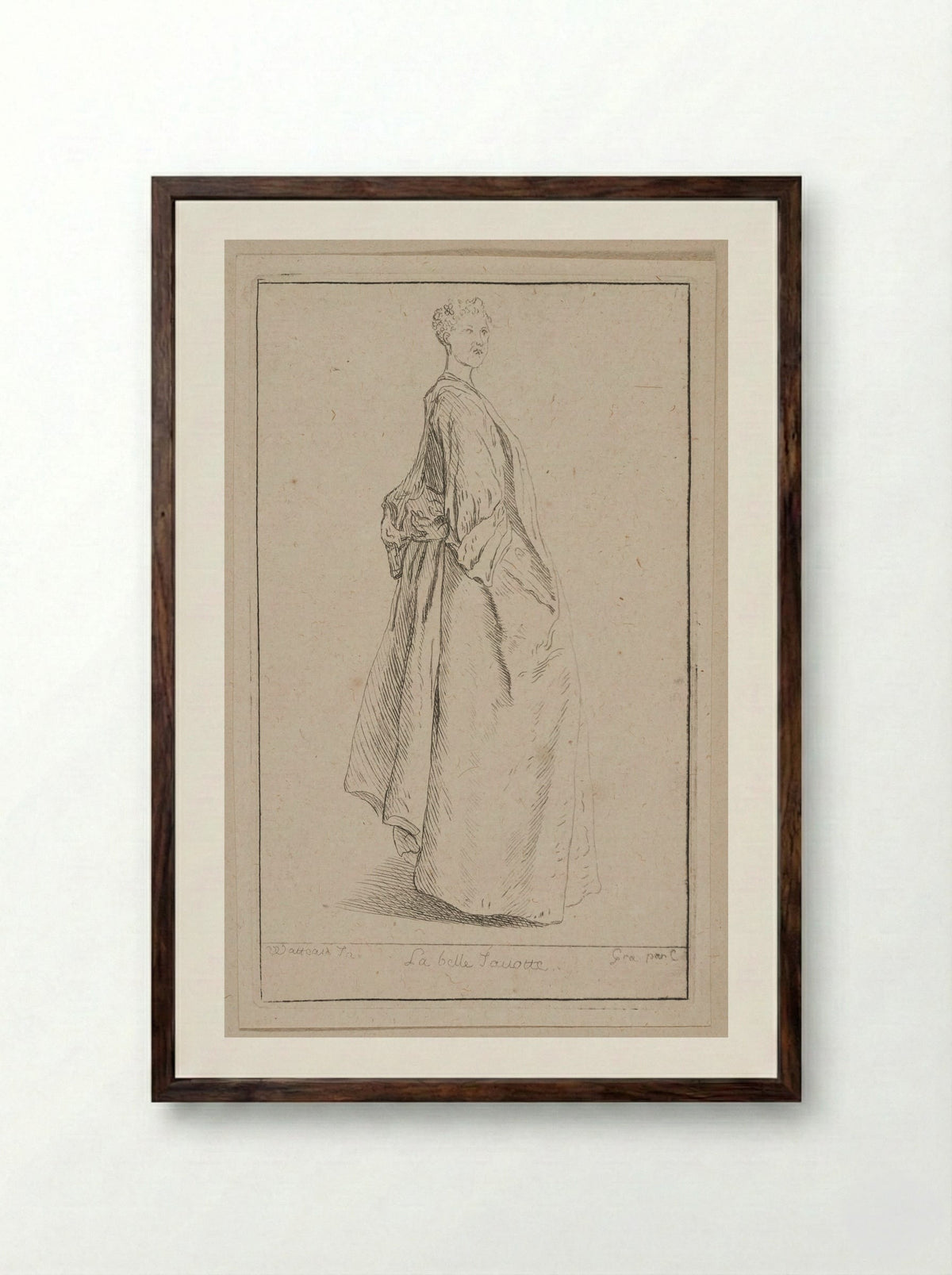 La belle Fouette - Anne Claude Philippe de Thubières, comte de Caylus - Framed Print Dark Wood