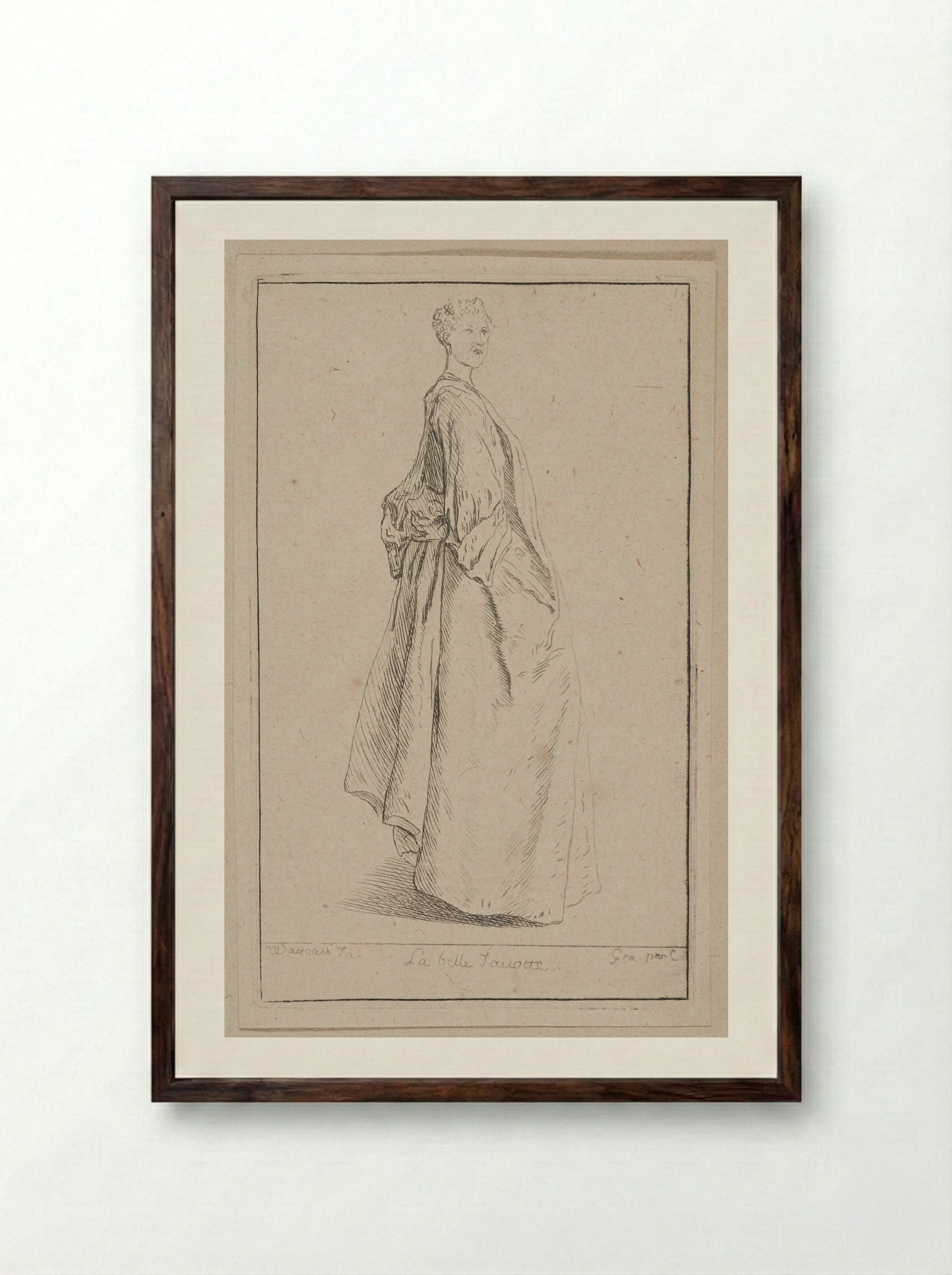 La belle Fouette - Anne Claude Philippe de Thubières, comte de Caylus - Framed Print Dark Wood