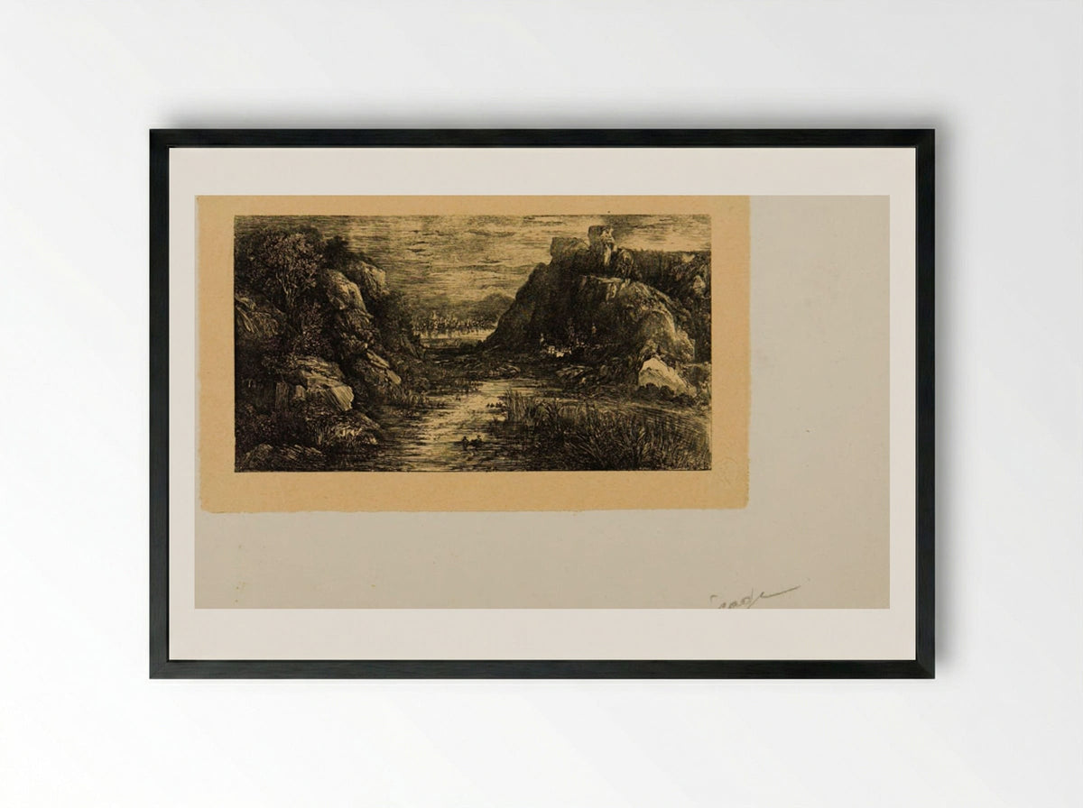 La cité lointaine (Le marécage) - Rodolphe Bresdin - Framed Print Black