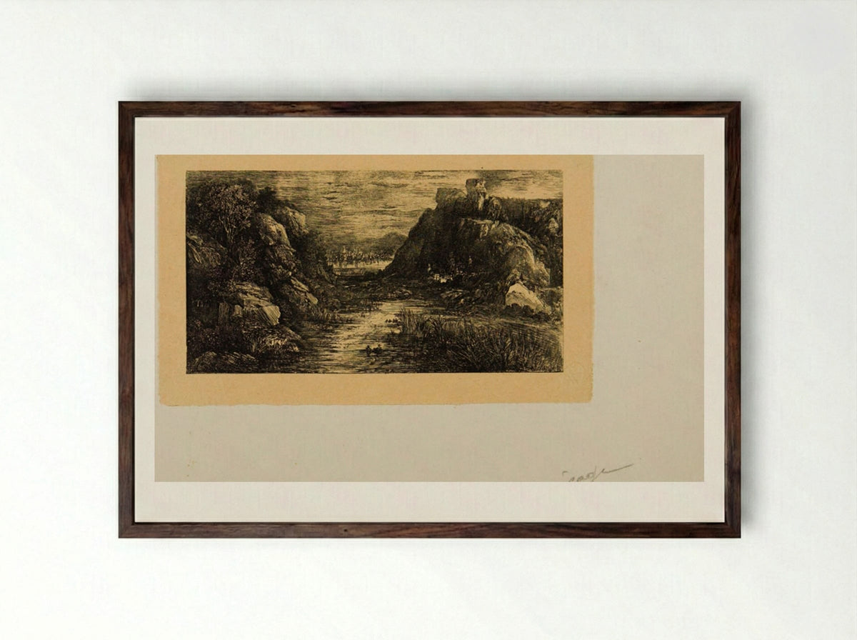 La cité lointaine (Le marécage) - Rodolphe Bresdin - Framed Print Dark Wood