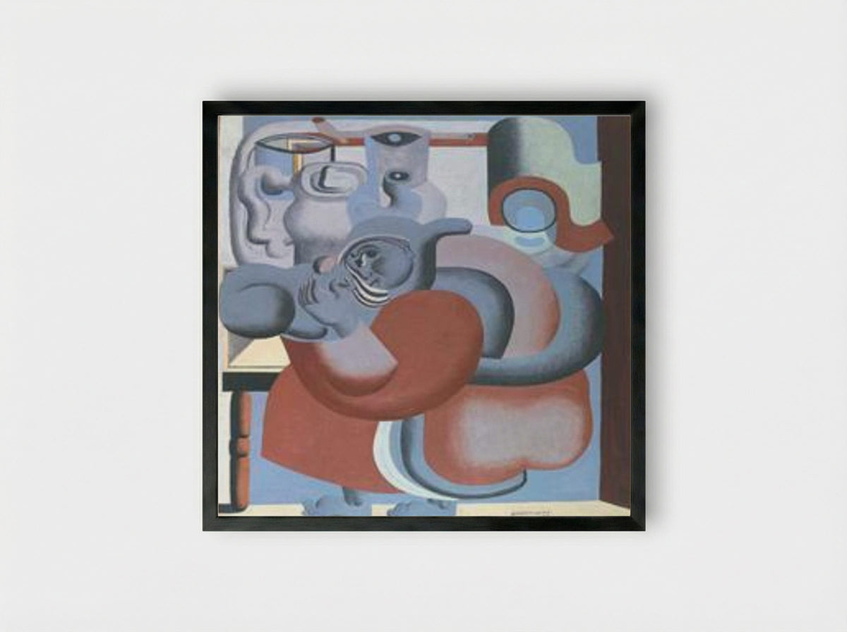 La dame au chat et à la théière - Le Corbusier - Framed Print Black