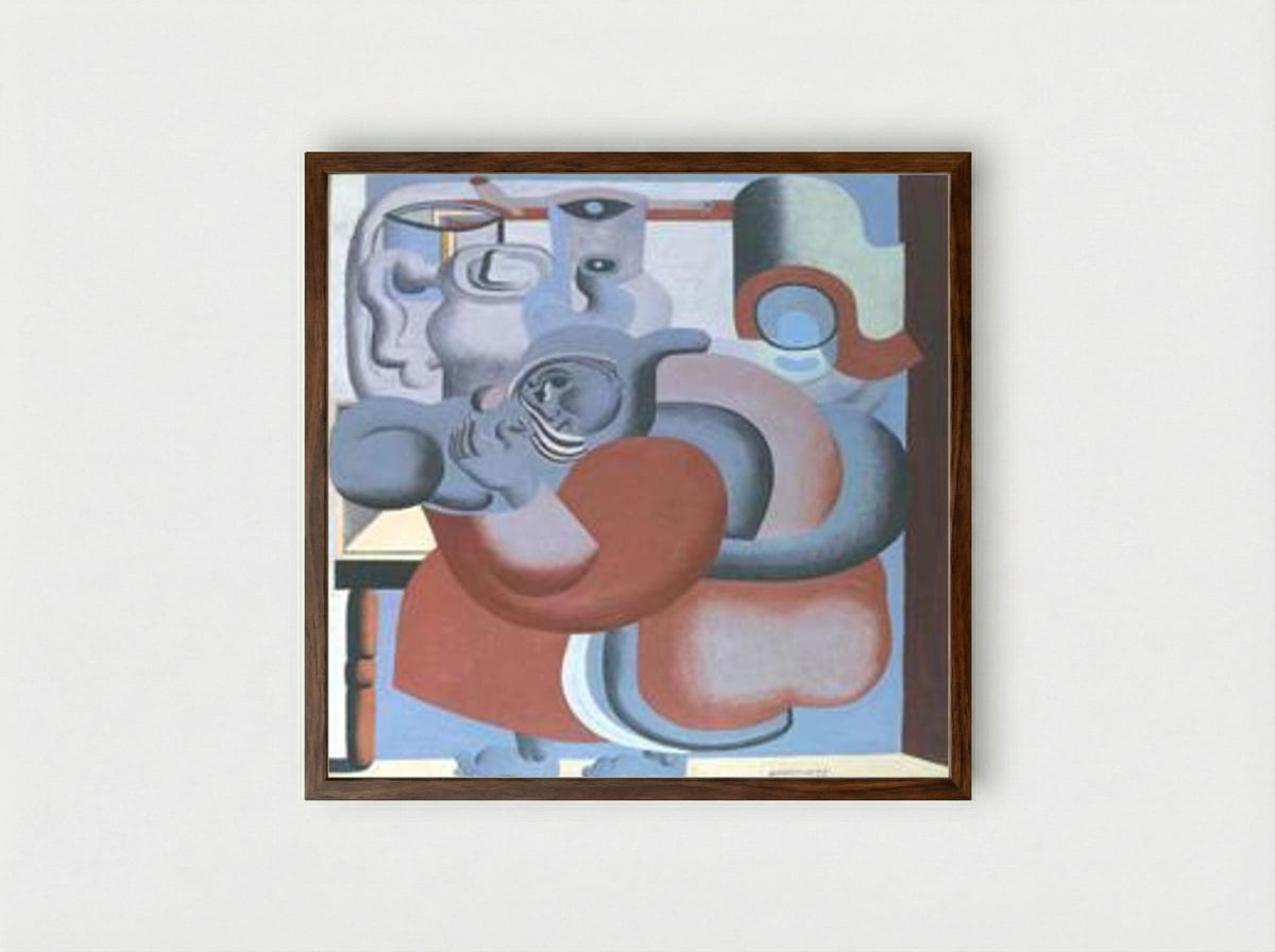La dame au chat et à la théière - Le Corbusier - Framed Print Dark Wood