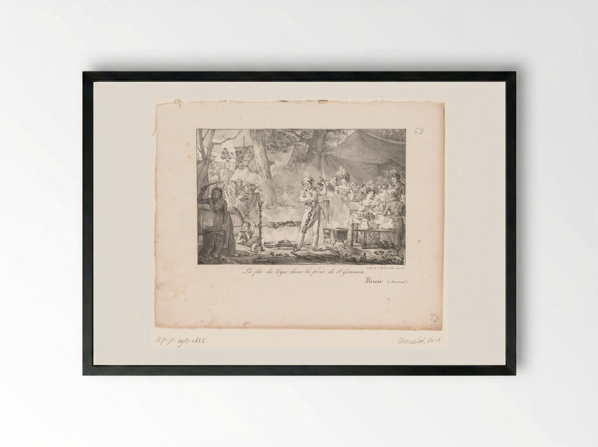 La fête des Loges, dans la forêt de St. Germain - Charles-Abraham Chasselat - Framed Print Black