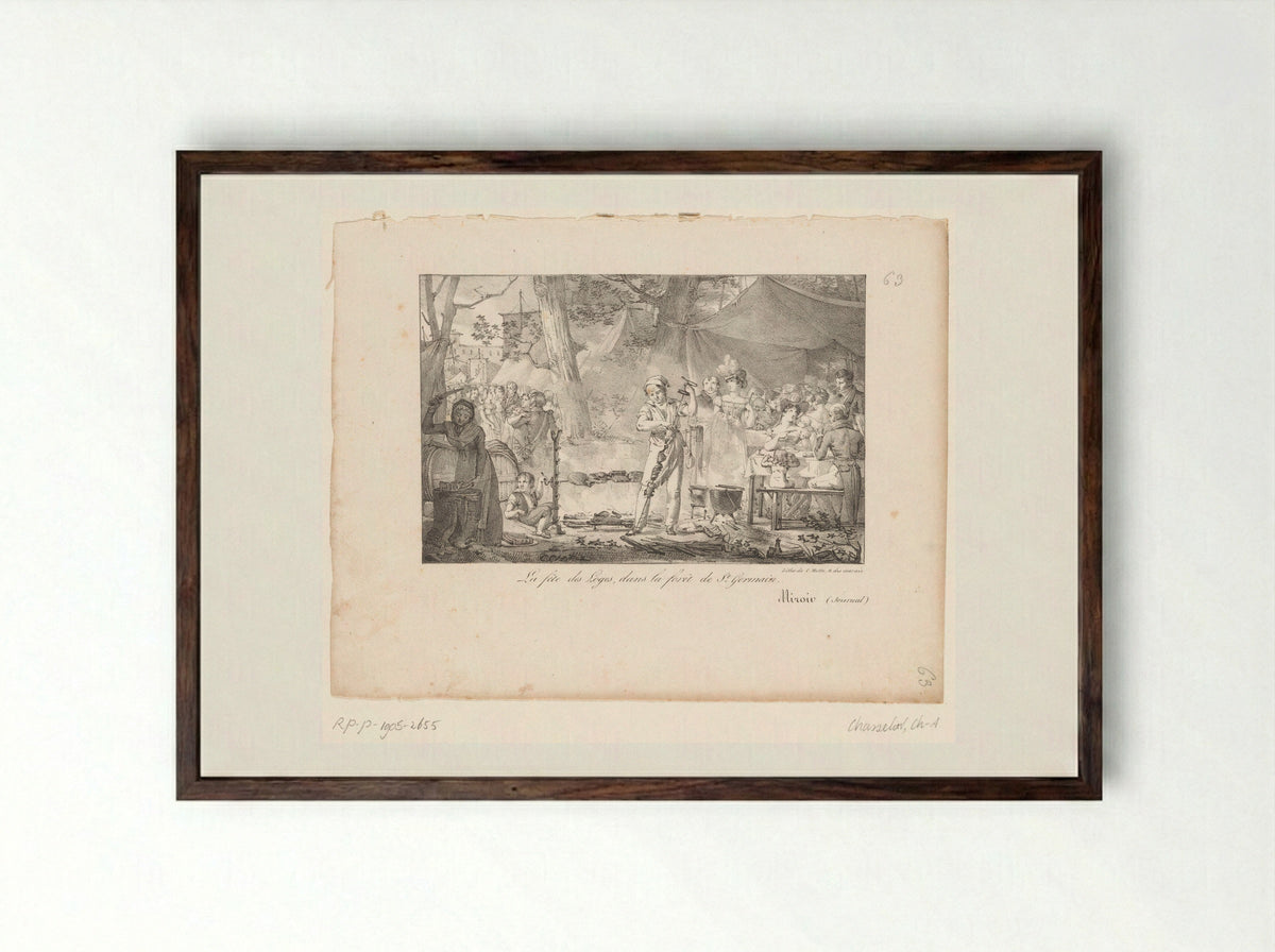 La fête des Loges, dans la forêt de St. Germain - Charles-Abraham Chasselat - Framed Print Dark Wood