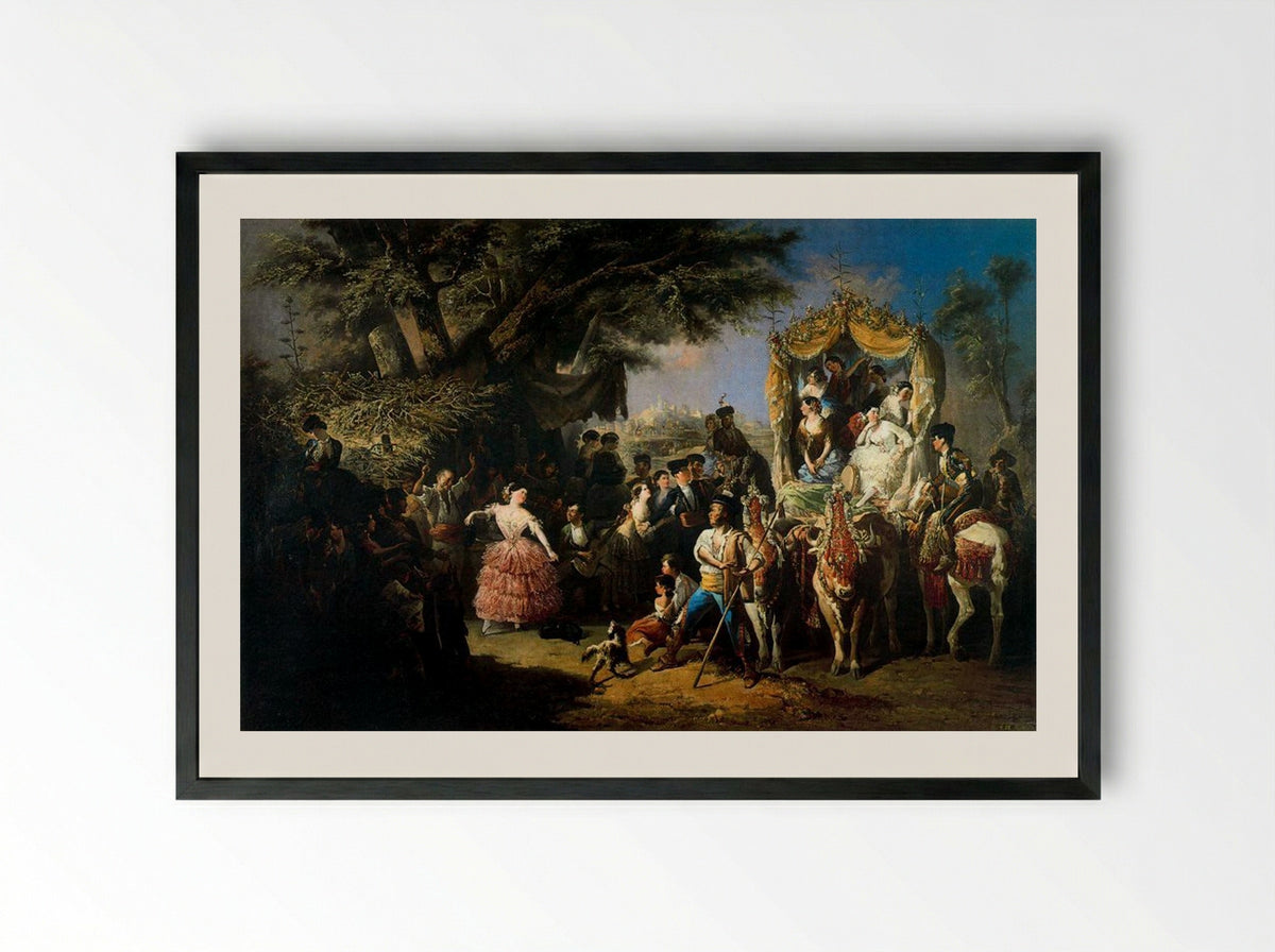 La feria de Santiponce - Manuel Rodríguez de Guzmán - Framed Print Black