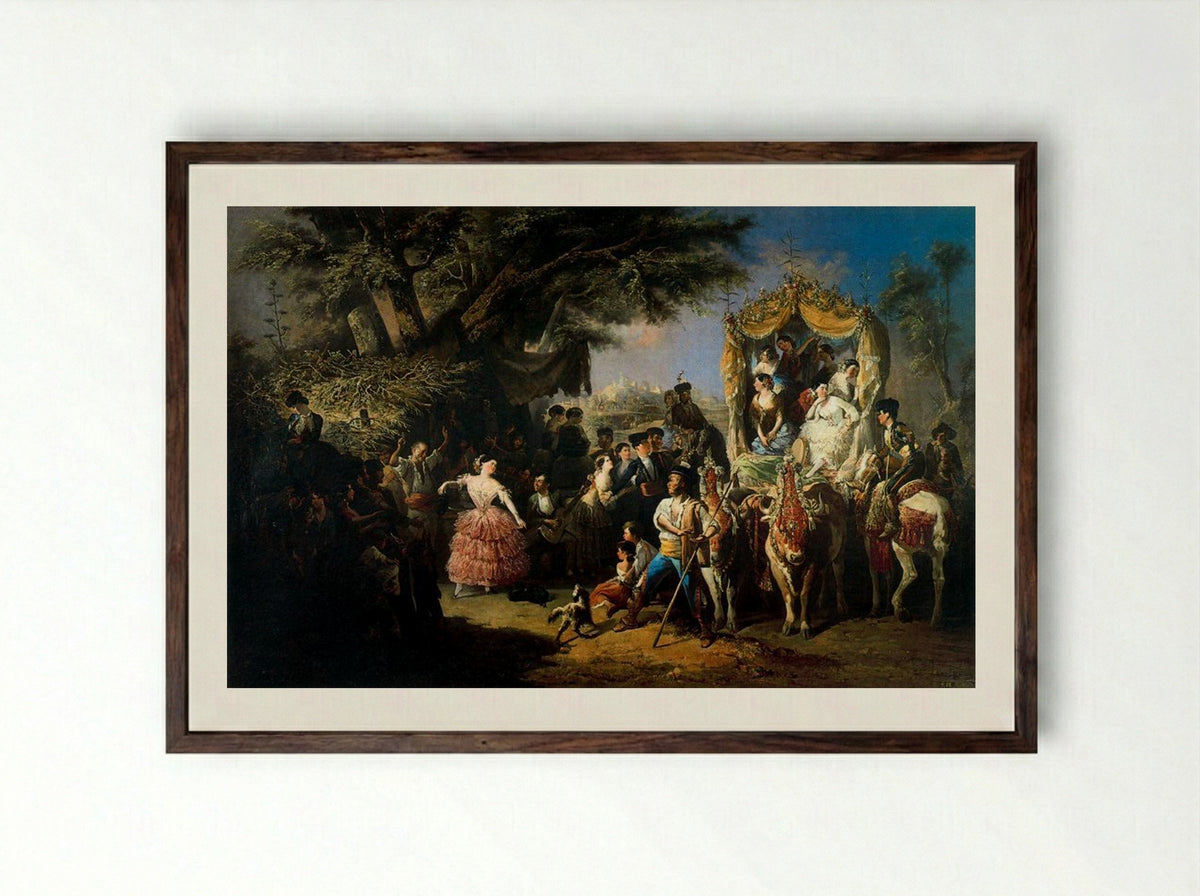 La feria de Santiponce - Manuel Rodríguez de Guzmán - Framed Print Dark Wood