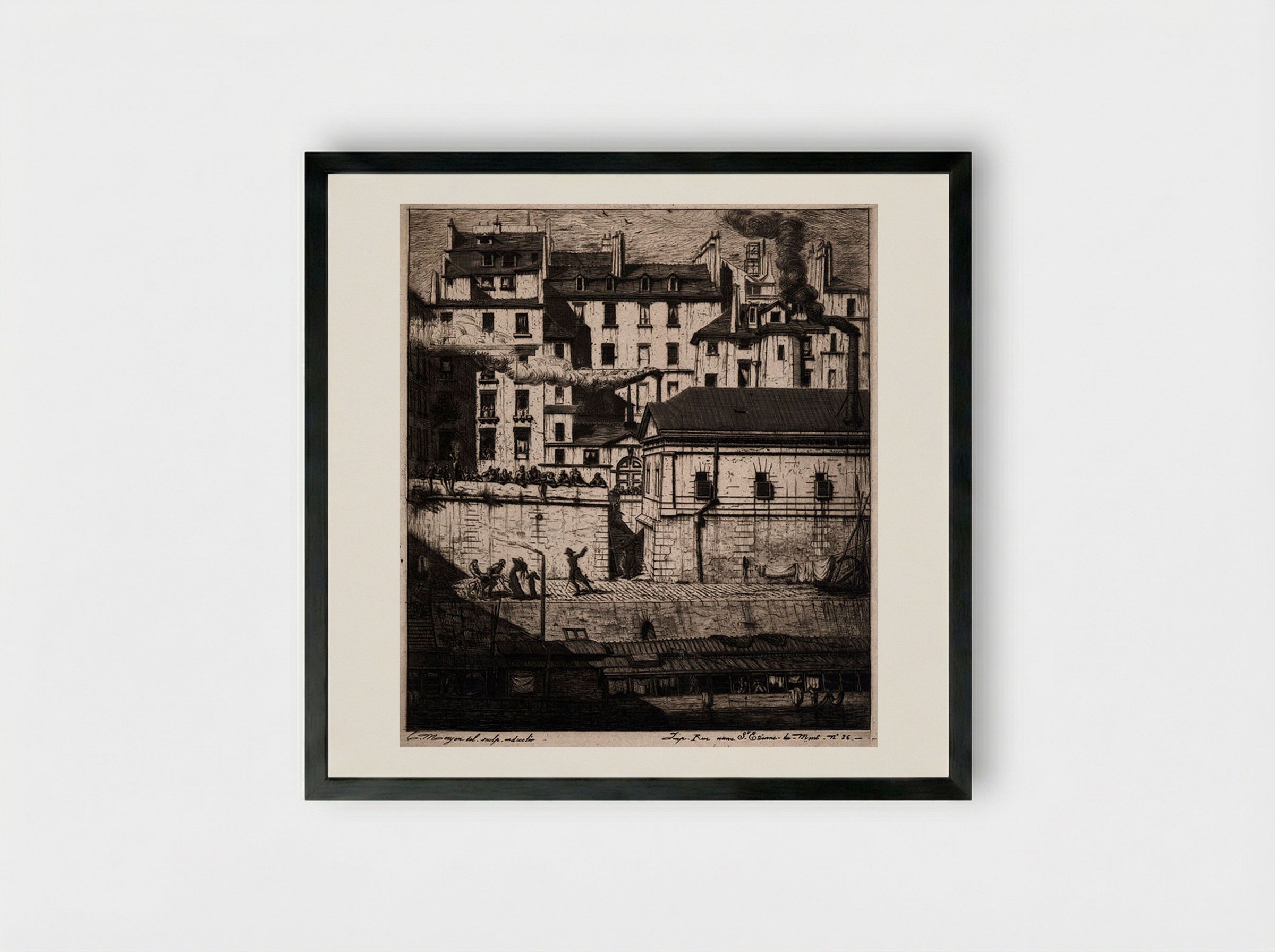 La morgue - Charles Meryon - Framed Print Black