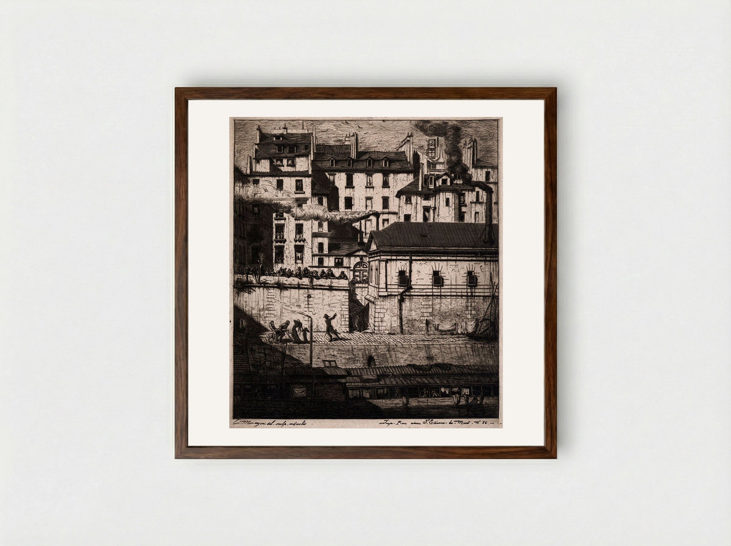 La morgue - Charles Meryon - Framed Print Dark Wood