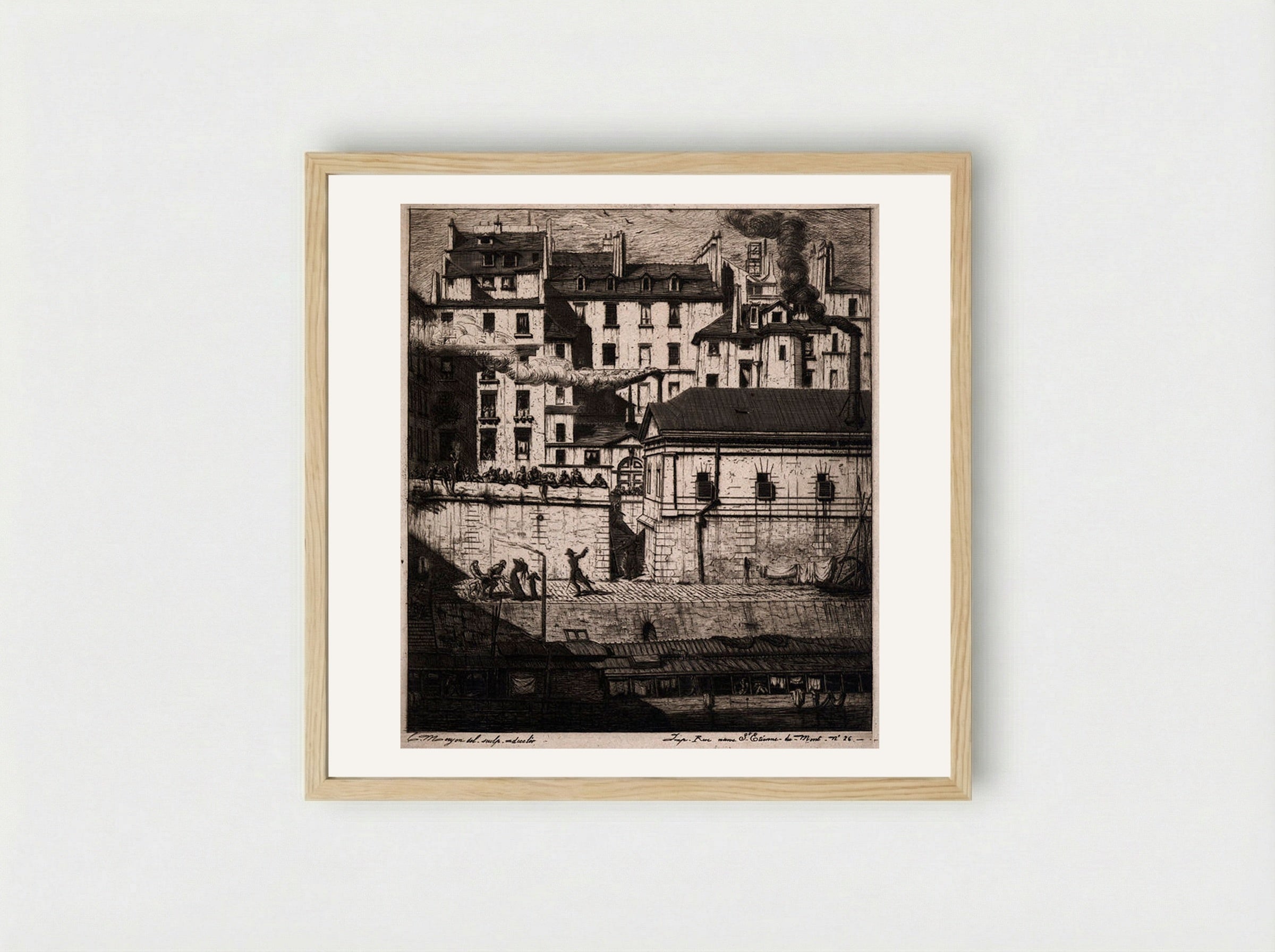 La morgue - Charles Meryon - Framed Print Wood