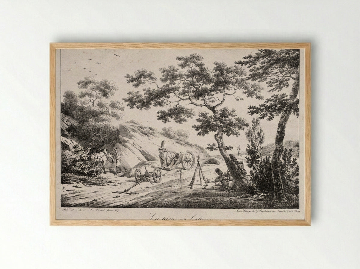 La pièce en batterie - Hippolyte Lecomte - Framed Print Wood