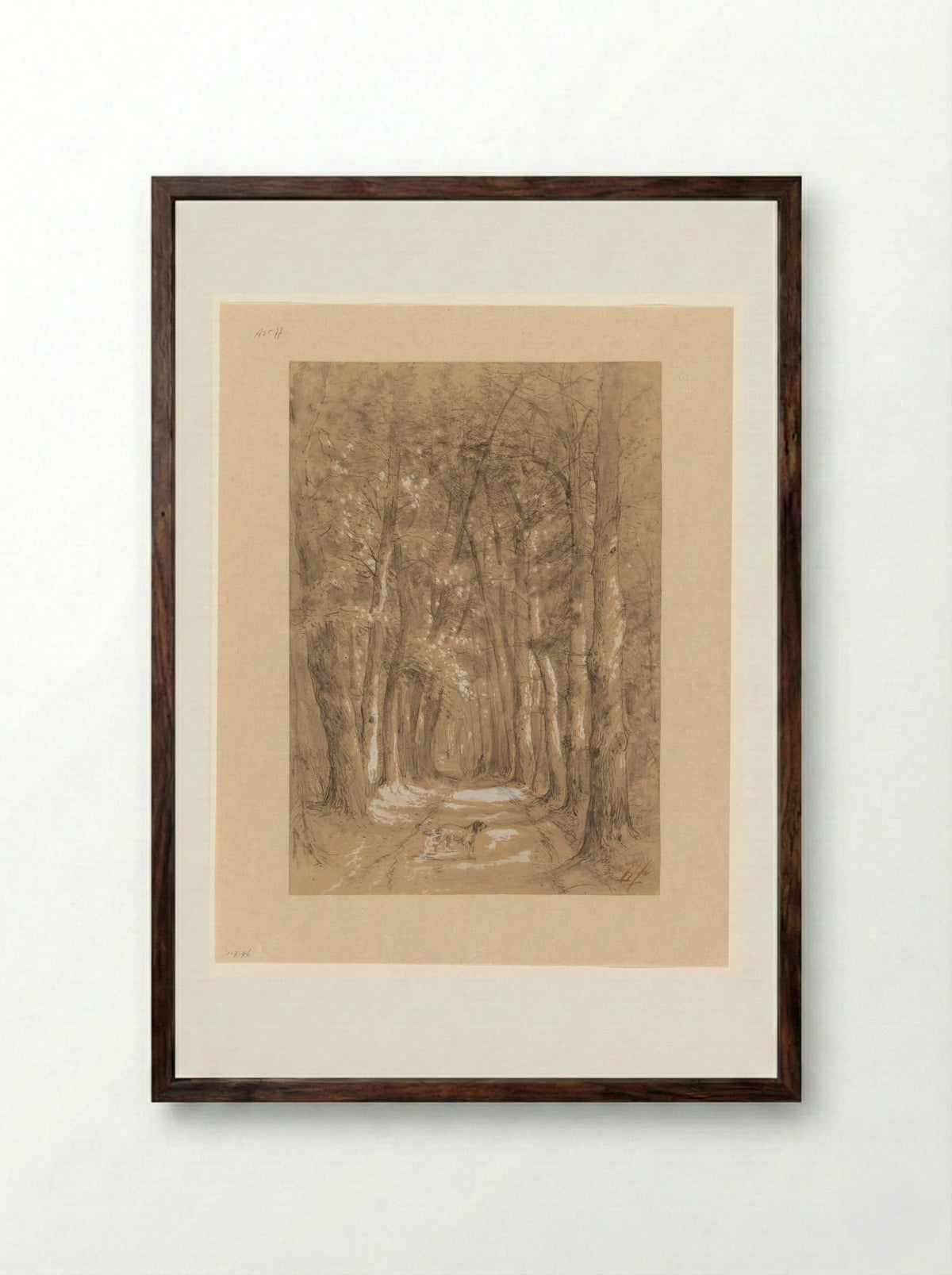 Laan tussen bomen - Johannes Warnardus Bilders - Framed Print Dark Wood