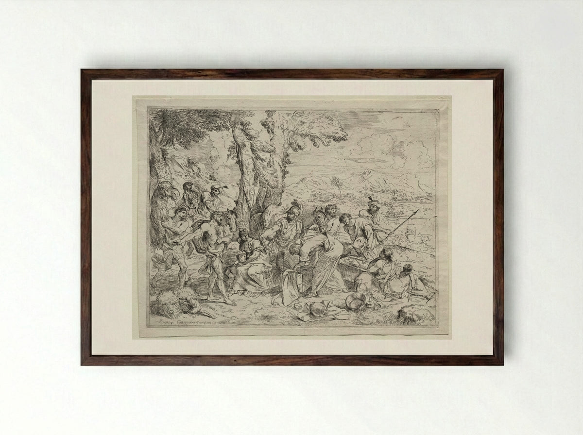 Laban Searching for Idols in Rachel's Baggage - Giovanni Benedetto Castiglione - Framed Print Dark Wood