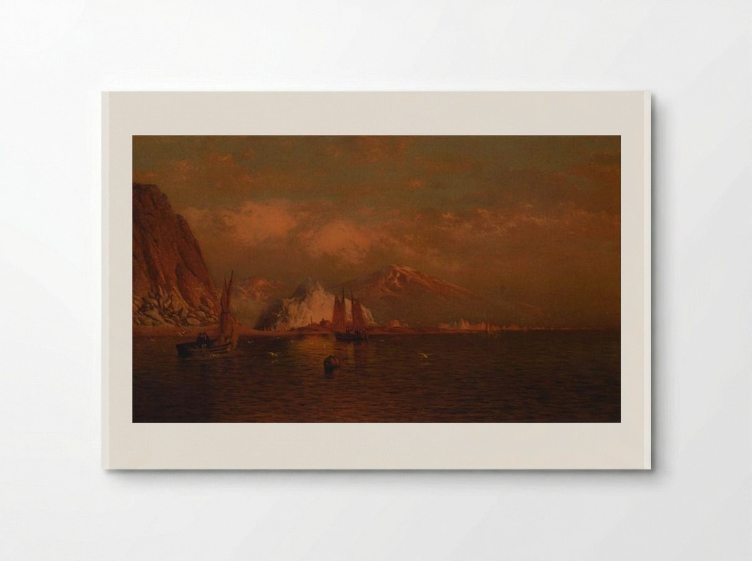 Labrador Mountain and Icebergs by Light of the Midnight Sun - William Bradford - Poster