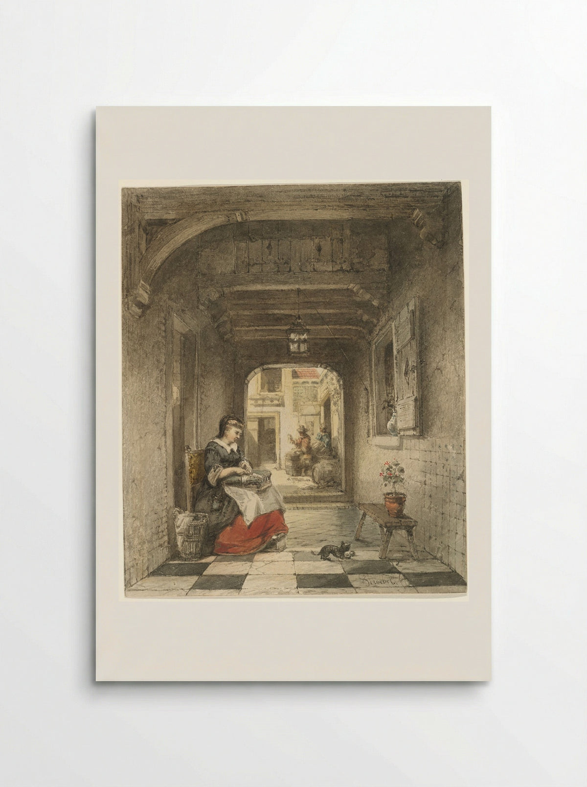 Lace Maker in an Interior - Johannes Stroebel - Poster