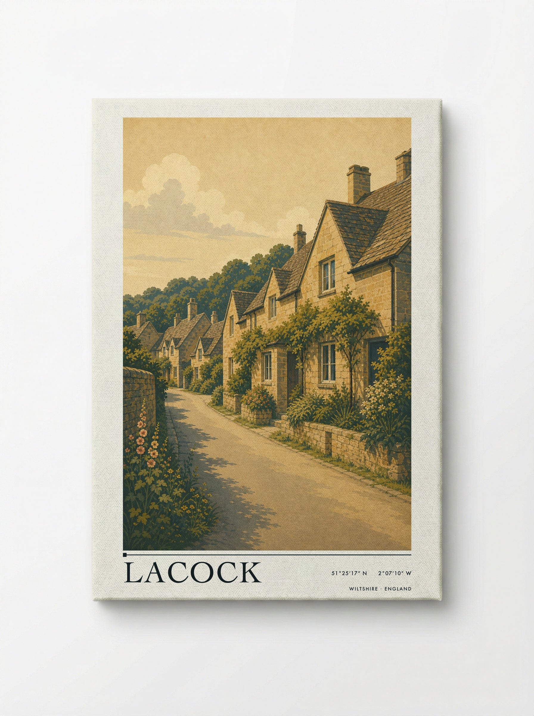 Lacock Wiltshire England Travel Poster - Canvas