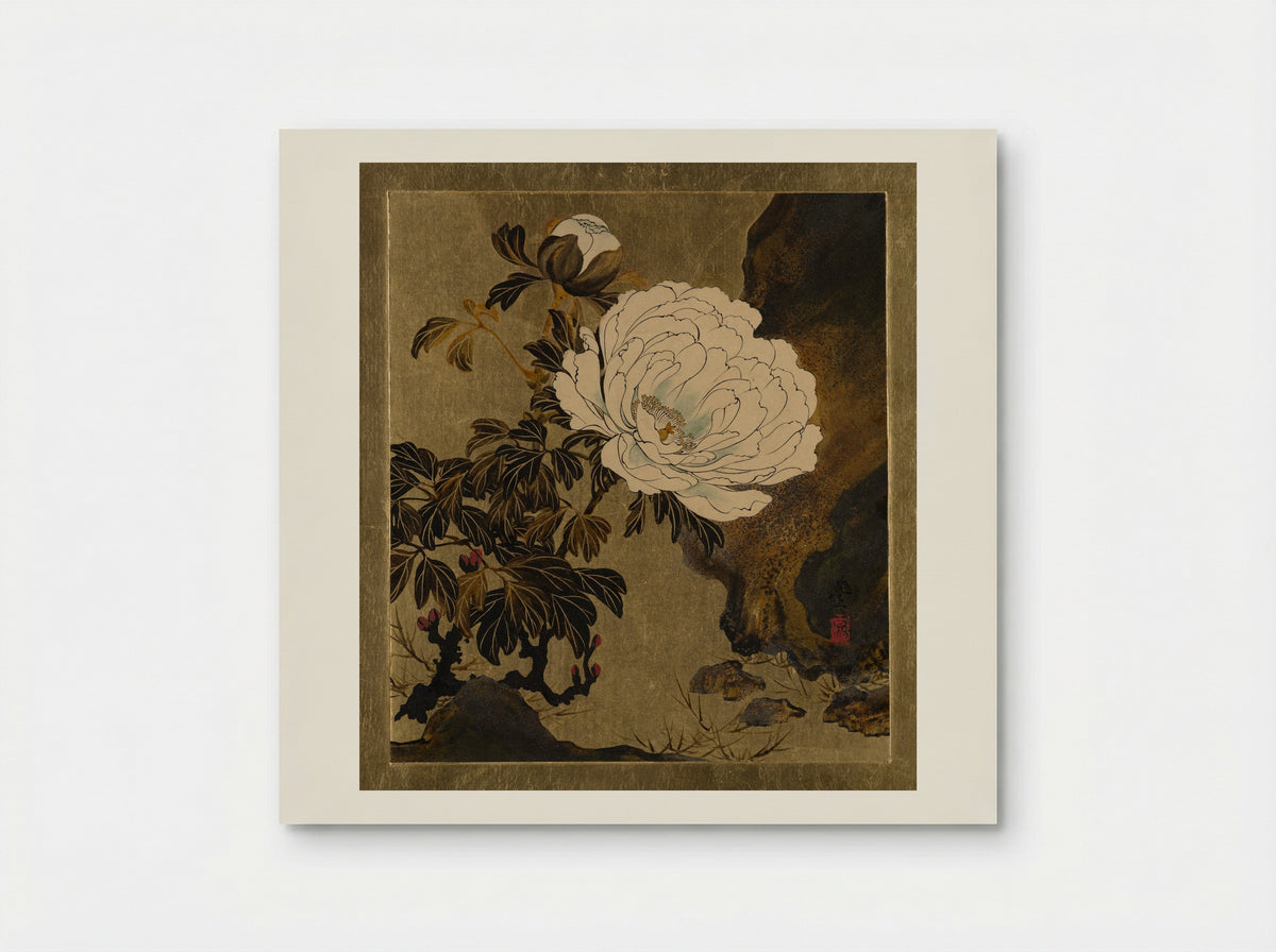 Lacquer Paintings of Various Subjects: Peonies - Shibata Zeshin - Poster