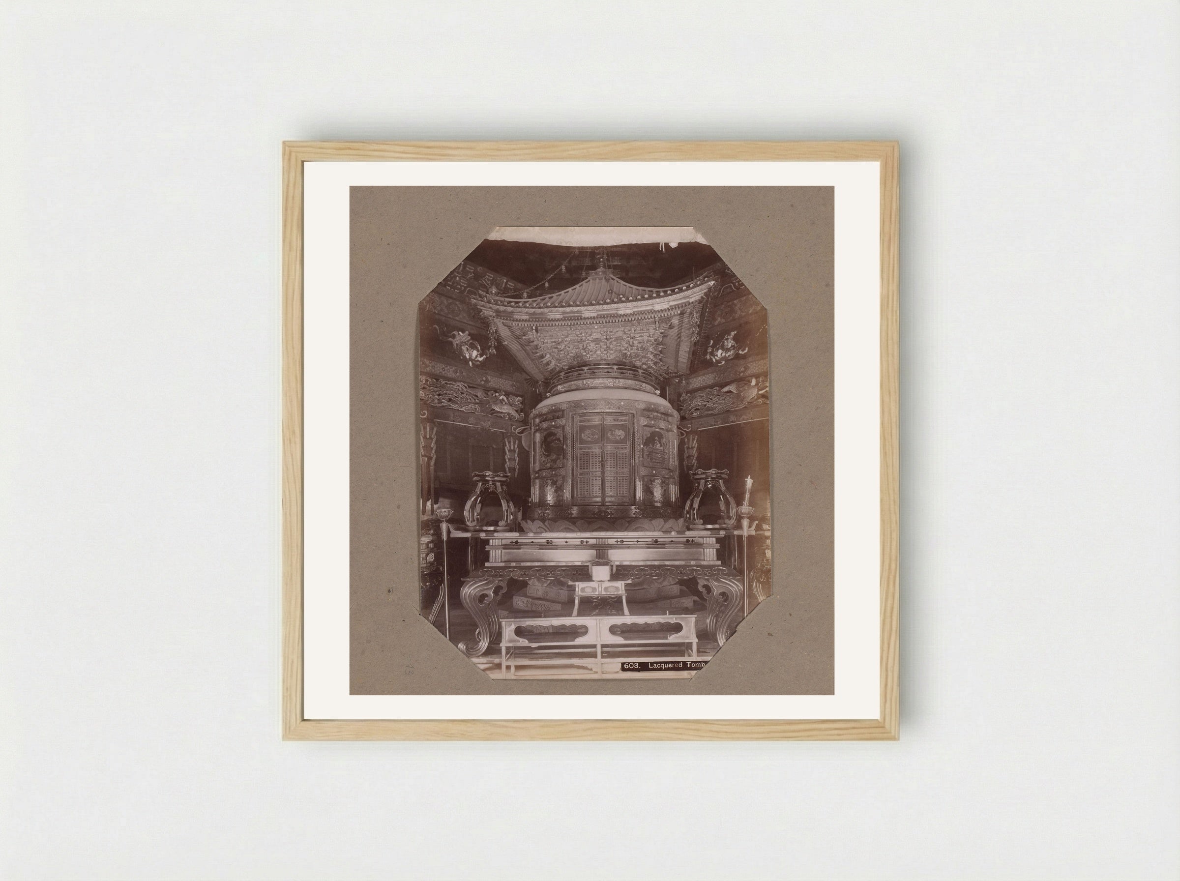 Lacquered Tomb at Zojo-ji Temple - Kusakabe Kimbei - Framed Print Wood