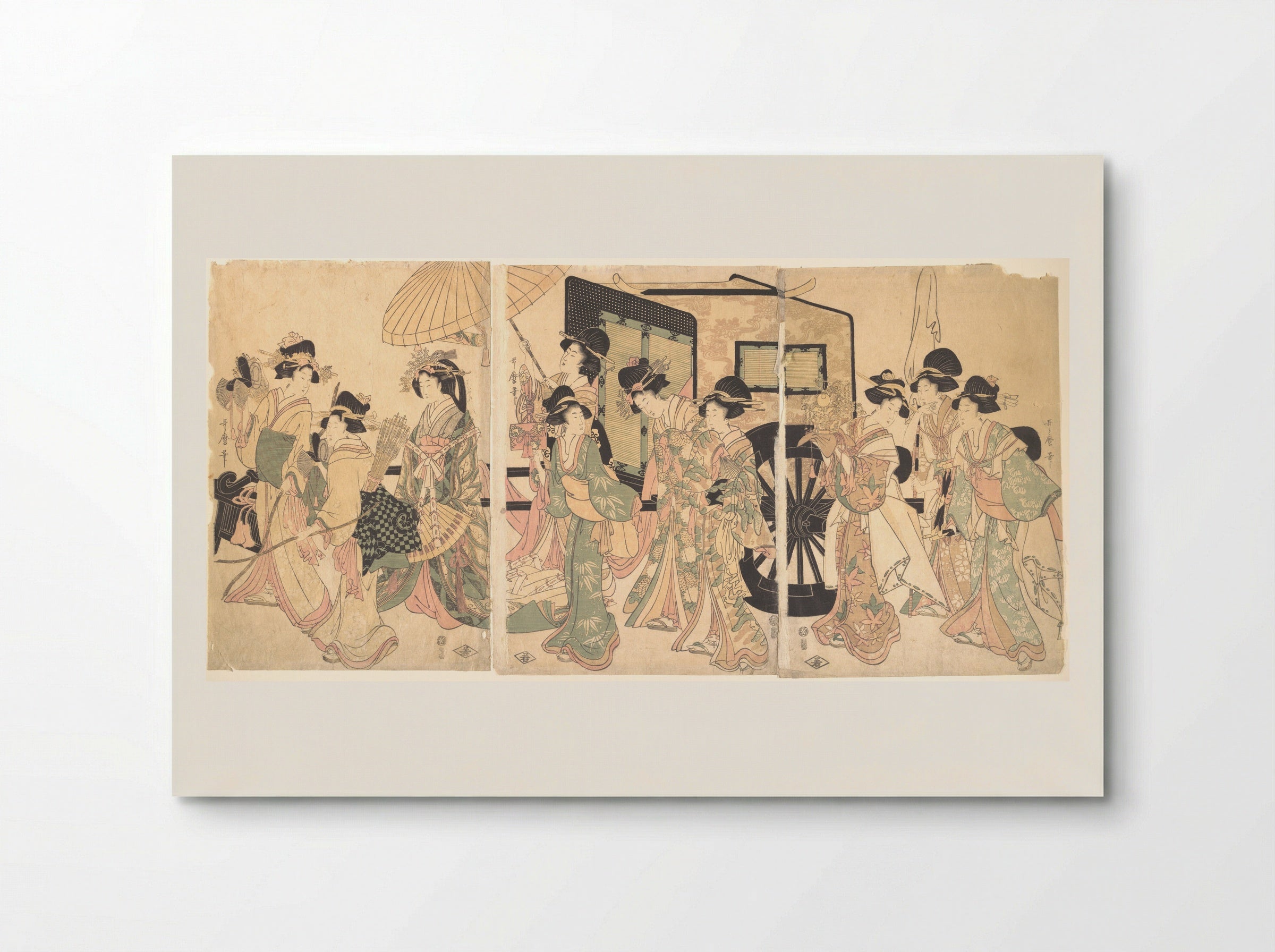 Ladies Surrounding a Cart - Utamaro II - Poster