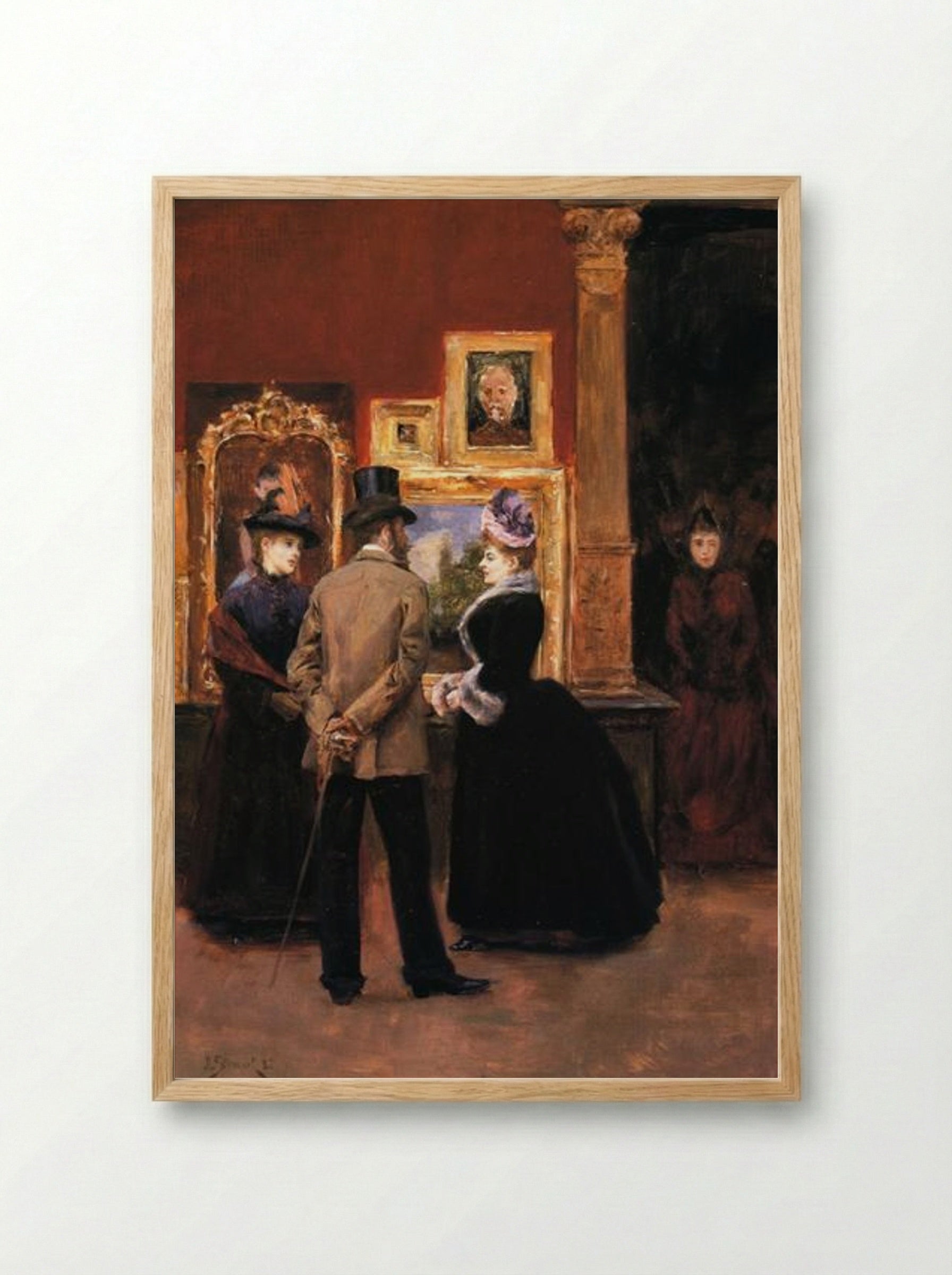 Ladies with a Gentleman in a Top Hat - Julius LeBlanc Stewart - Framed Print Wood