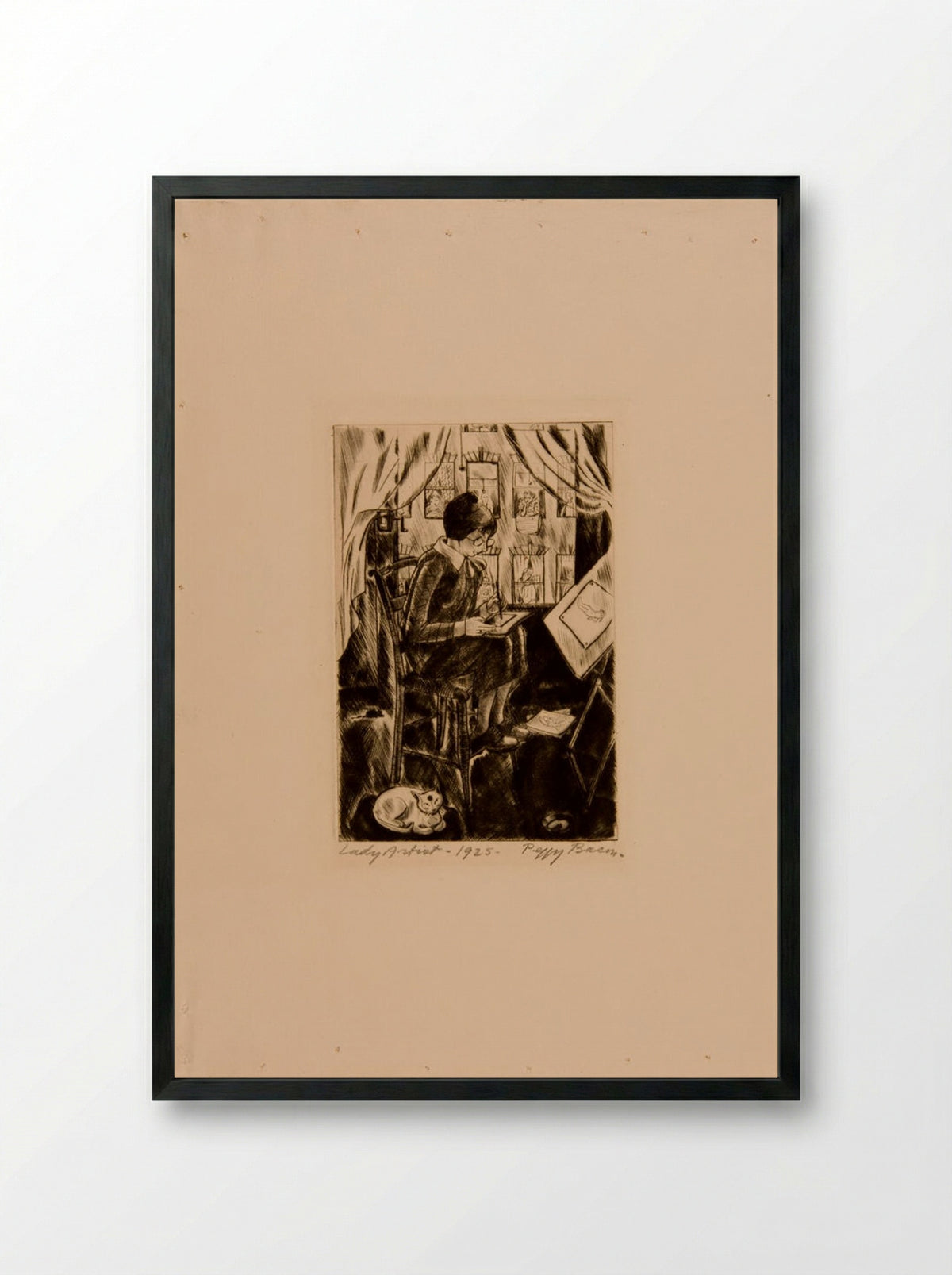 Lady Artist - Peggy Bacon - Framed Print Black