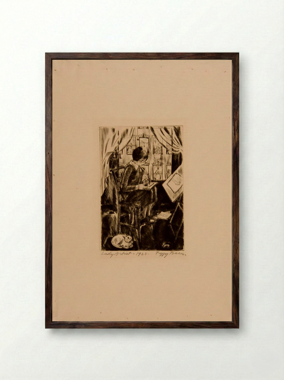Lady Artist - Peggy Bacon - Framed Print Dark Wood