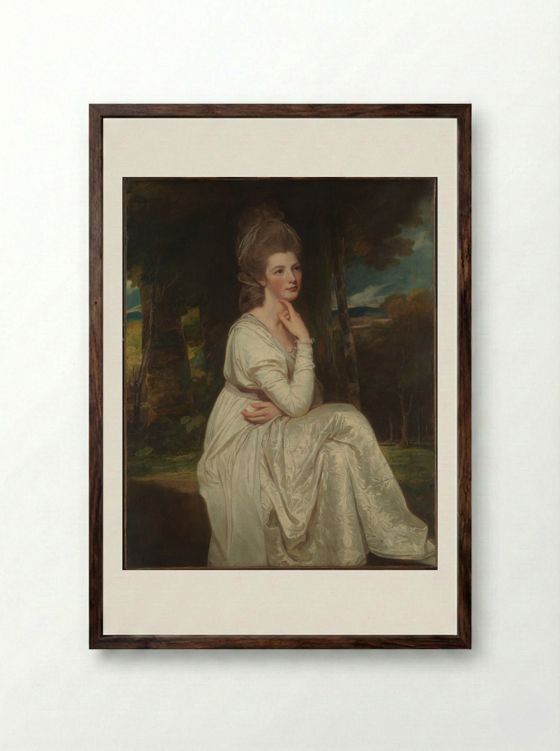 Lady Elizabeth Stanley, Countess of Derby - George Romney - Framed Print Dark Wood