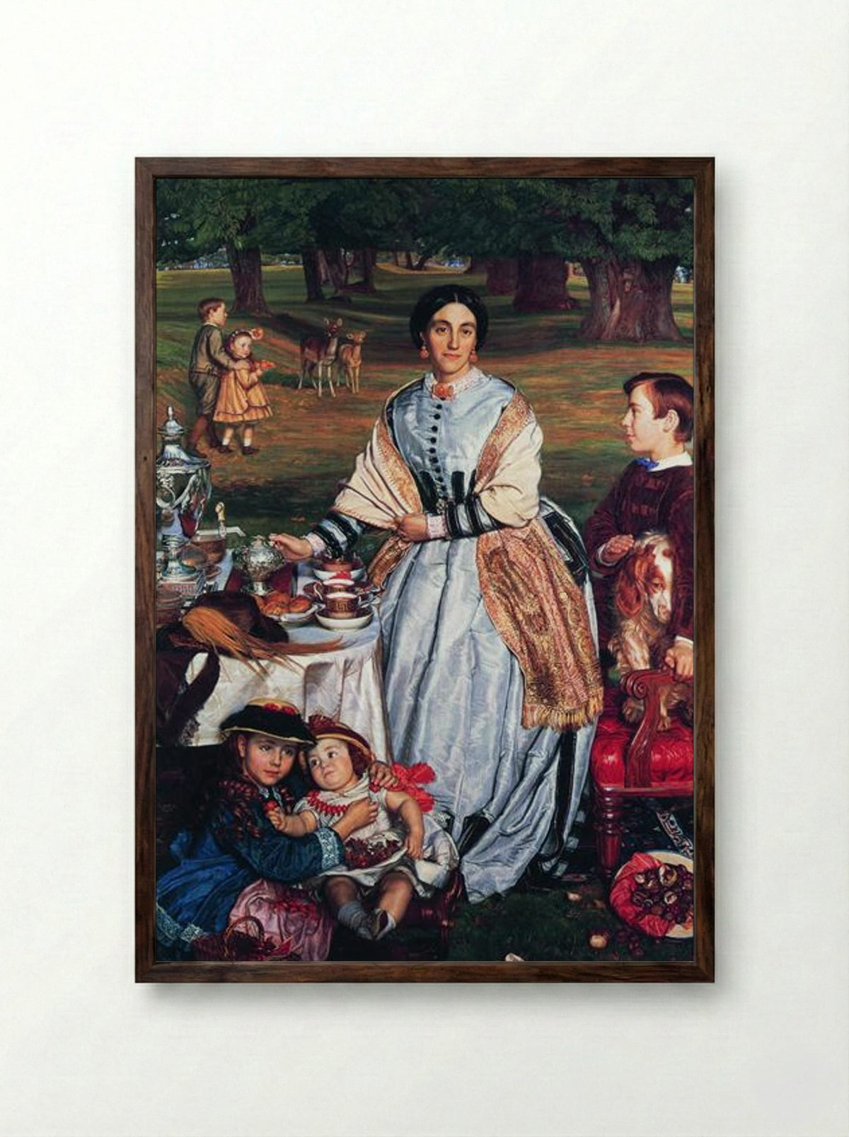 Lady Fairbairn with her Children - William Holman Hunt - Framed Print Dark Wood