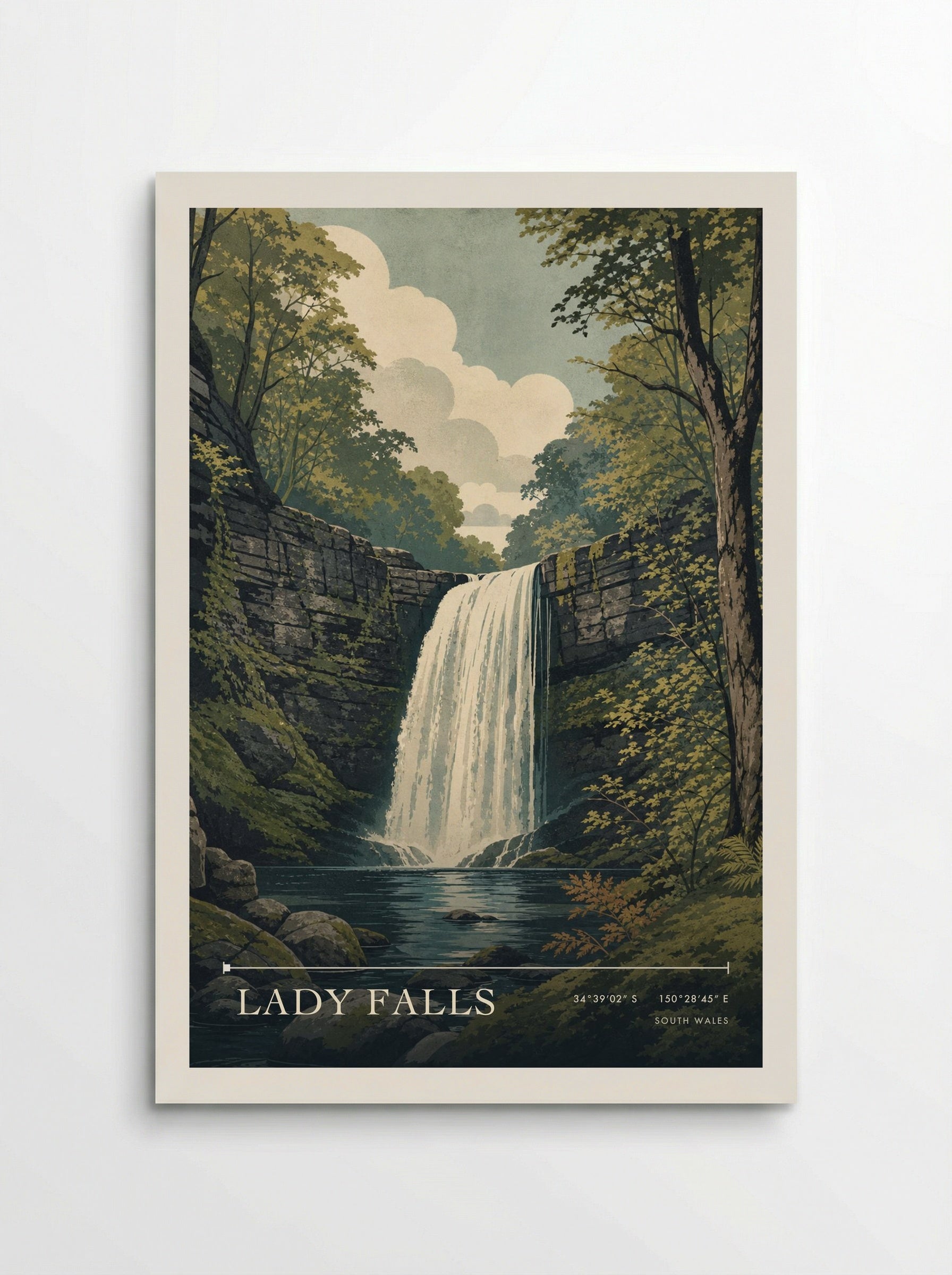 Lady Falls South Wales Wales Travel Poster - Poster