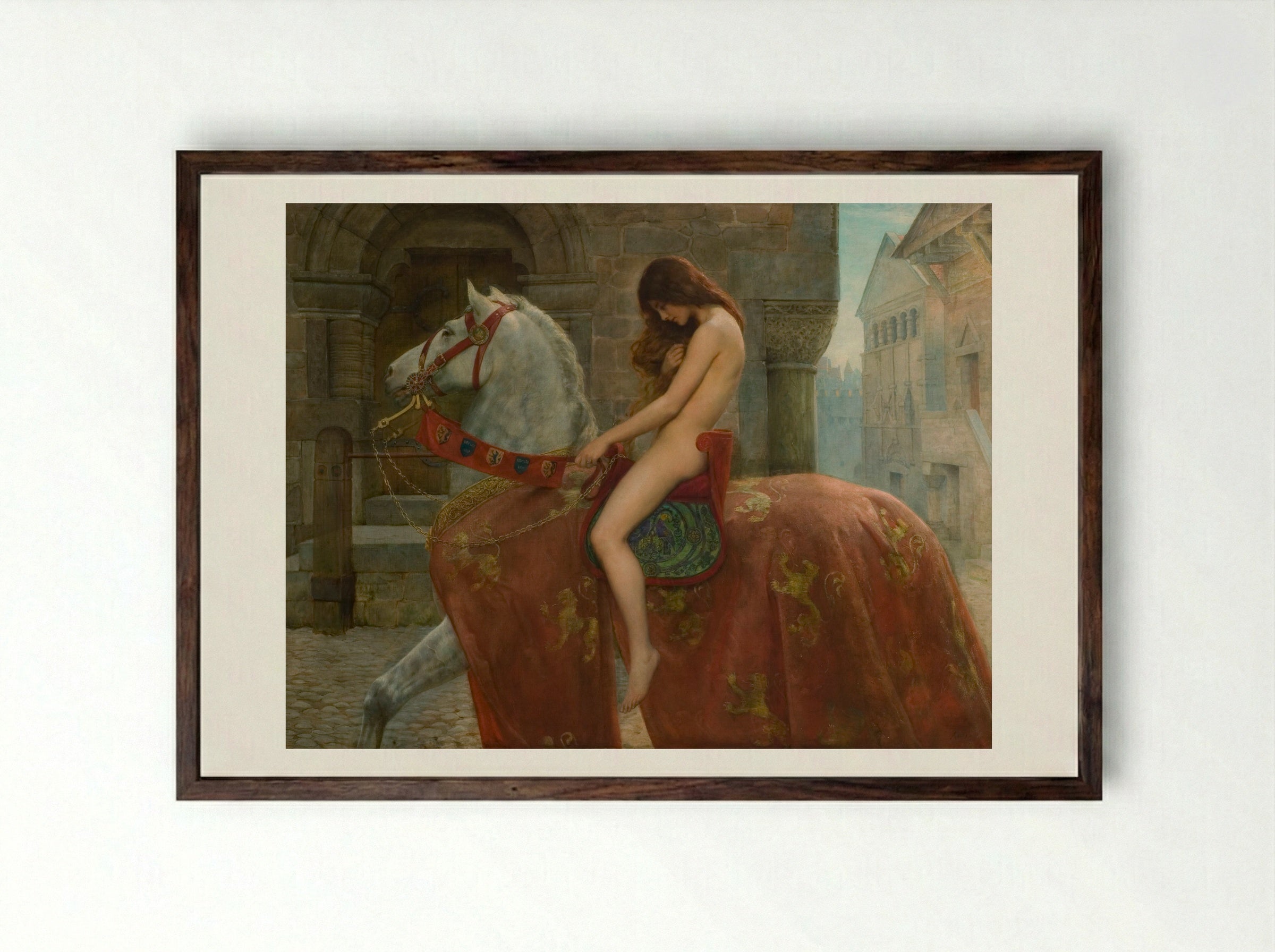Lady Godiva - John Collier - Framed Print Dark Wood