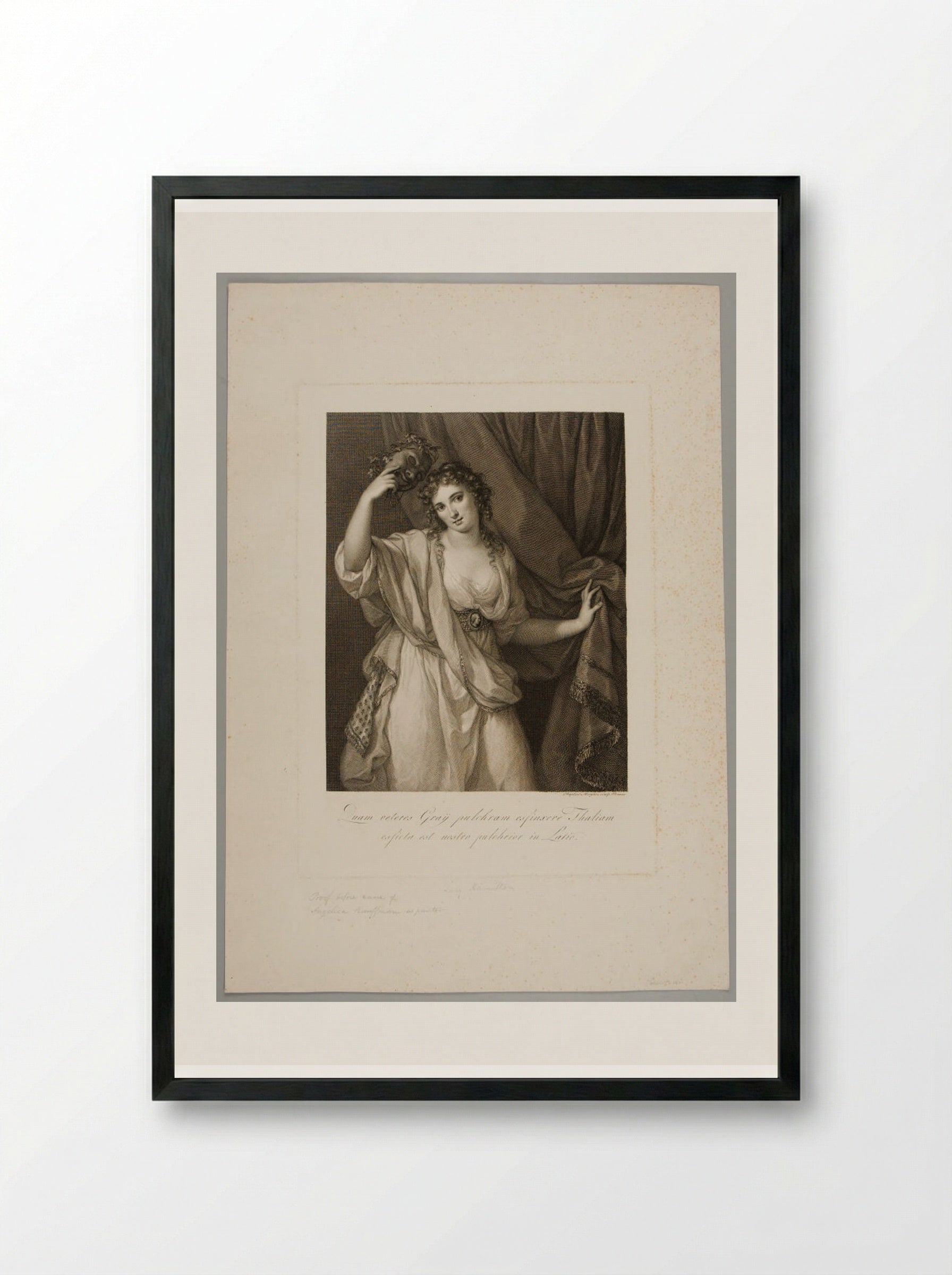 Lady Hamilton, as the Comic Muse - Raphael Morghen - Framed Print Black