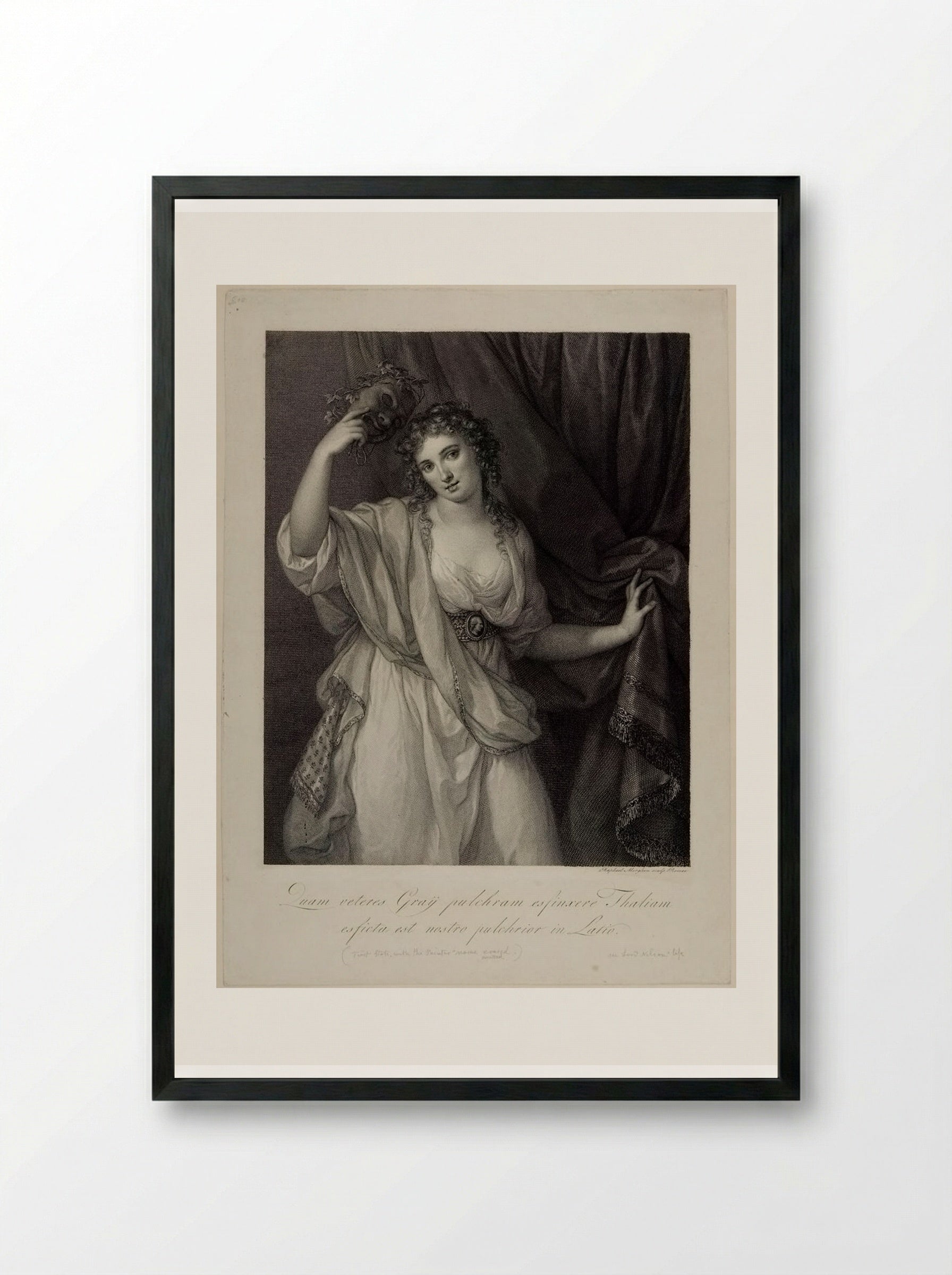 Lady Hamilton as the Comic Muse - Raphael Morghen - Framed Print Black