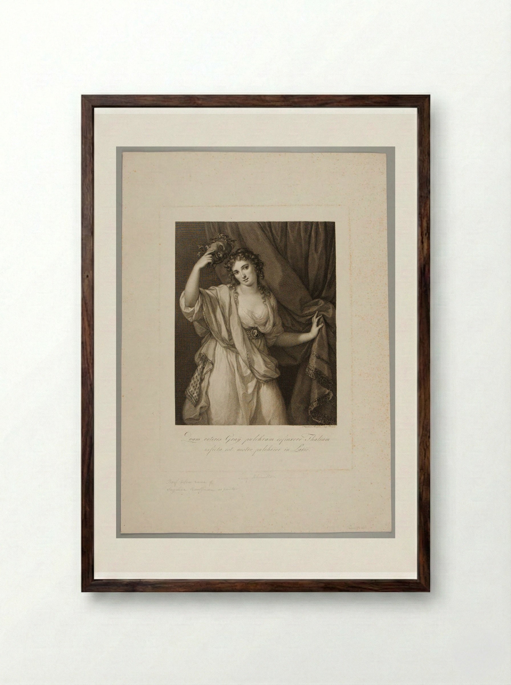 Lady Hamilton, as the Comic Muse - Raphael Morghen - Framed Print Dark Wood