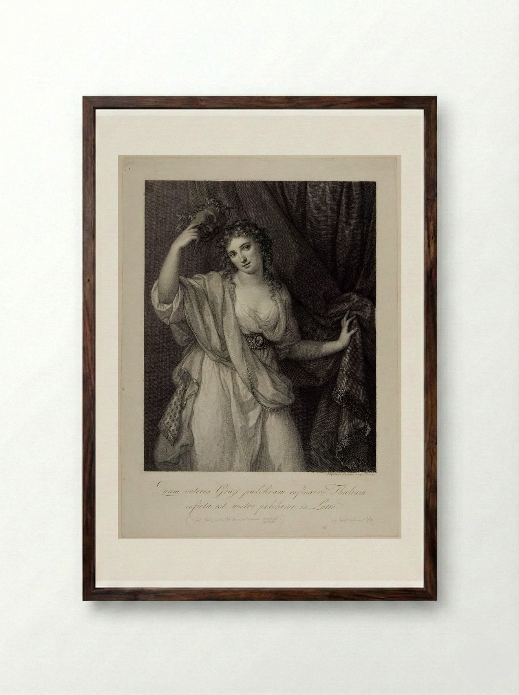 Lady Hamilton as the Comic Muse - Raphael Morghen - Framed Print Dark Wood