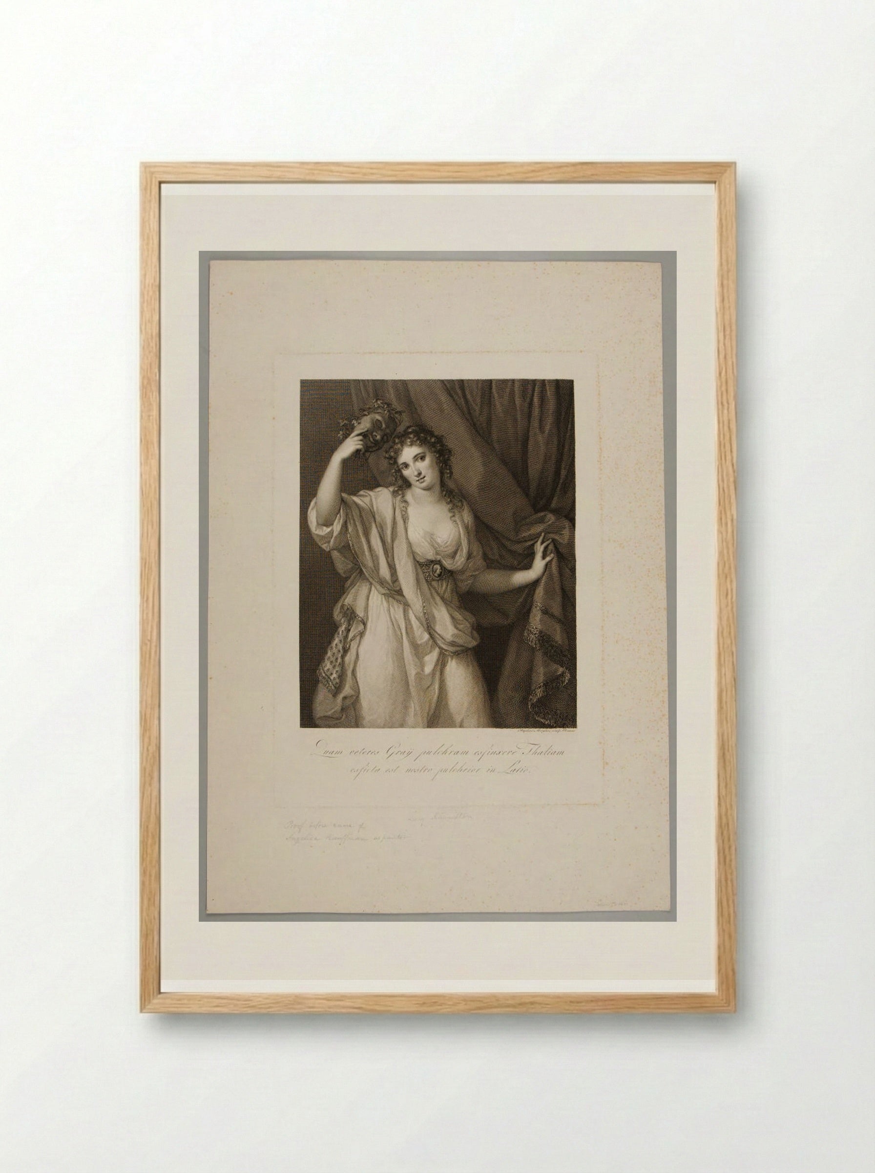 Lady Hamilton, as the Comic Muse - Raphael Morghen - Framed Print Wood