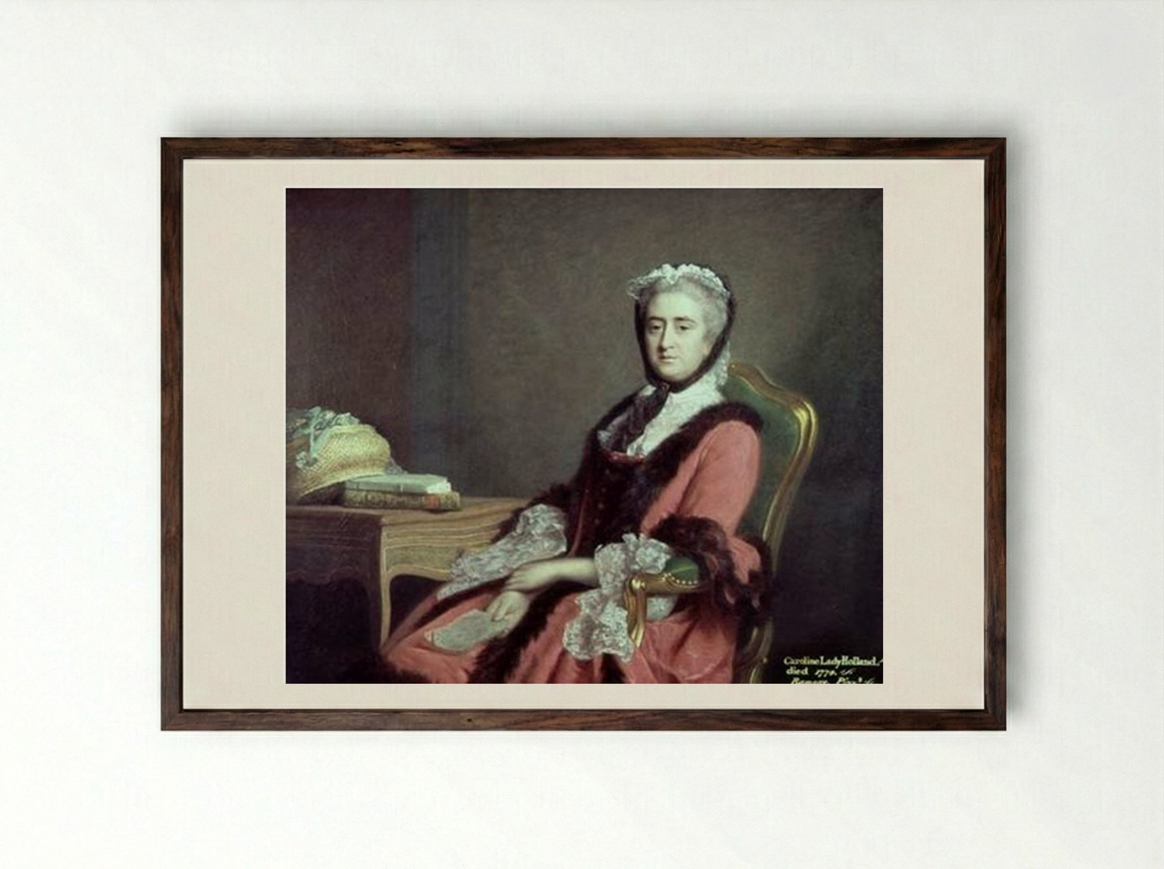 Lady Holland - Allan Ramsay - Framed Print Dark Wood