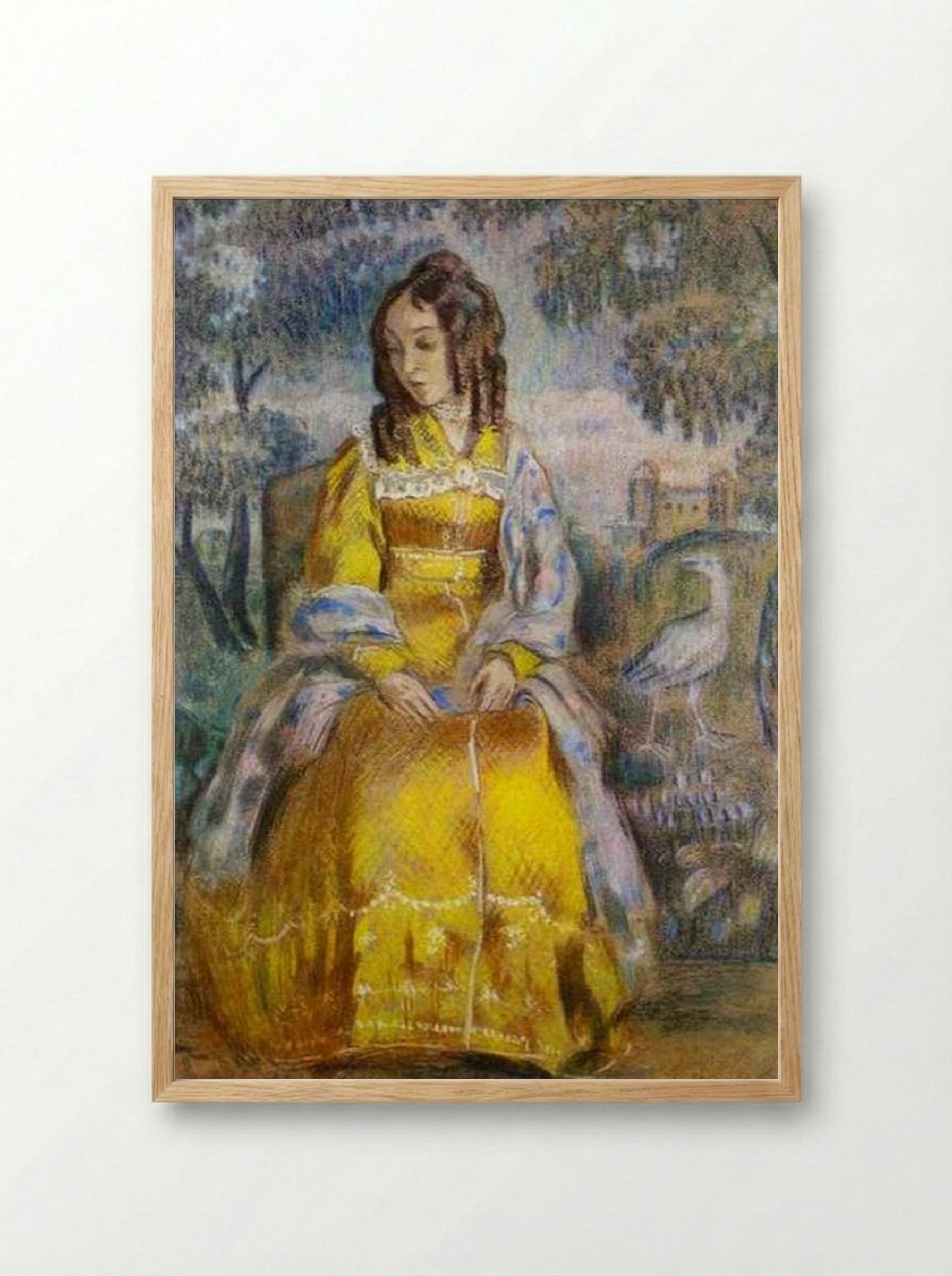Lady Seated, with a Tapestry in the Background - Victor Borisov-Musatov - Framed Print Wood