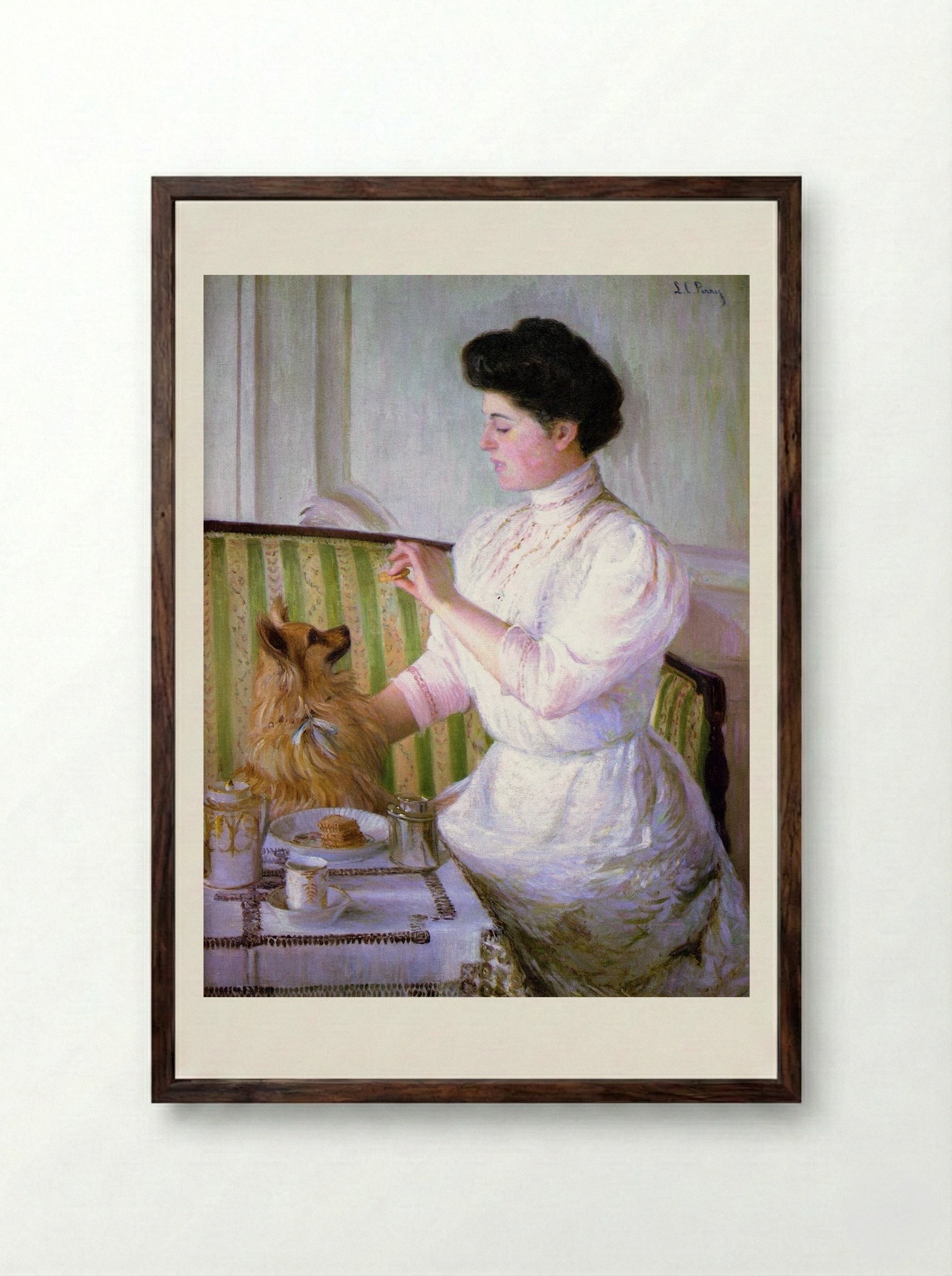 Lady at the Tea Table - Lilla Cabot Perry - Framed Print Dark Wood