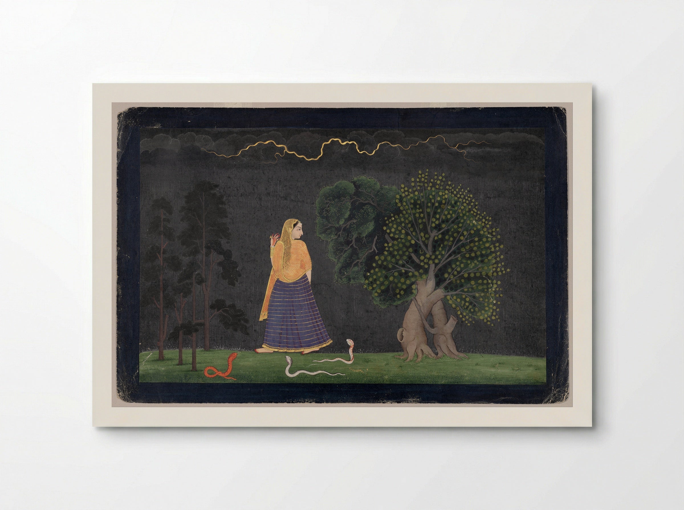 Lady in Search of Her Lover on a Dark Night - Nainsukh - Poster