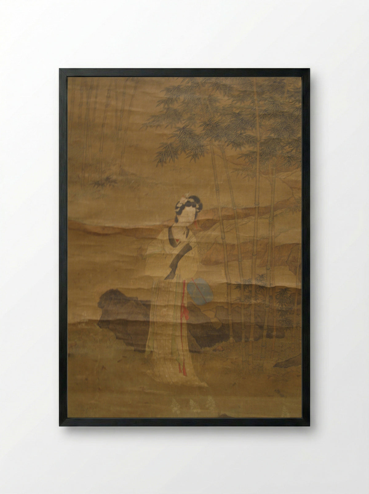 Lady in a Bamboo Grove (After Qiu Ying) - Shen Shuo - Framed Print Black